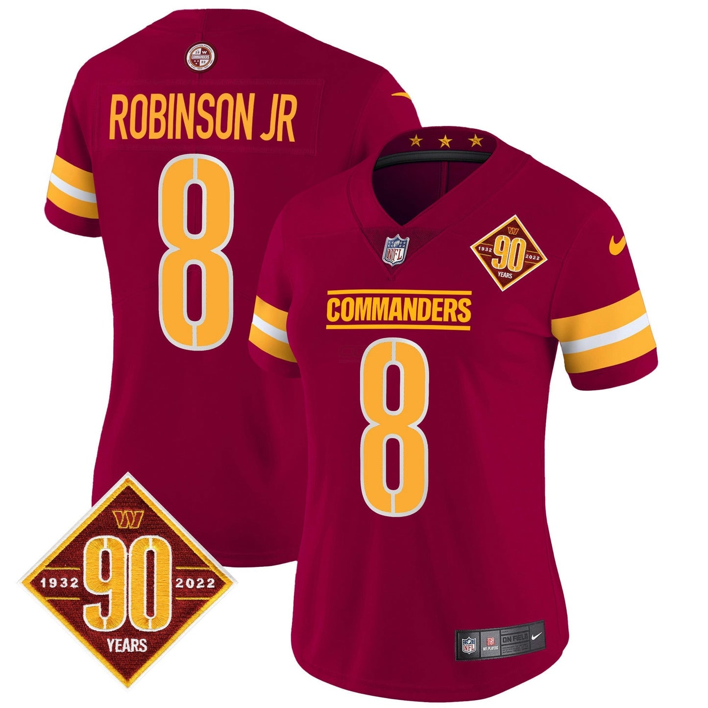 Camisa NFL Women’s Washington 90th Anniversary Patch Vapor Jersey V2