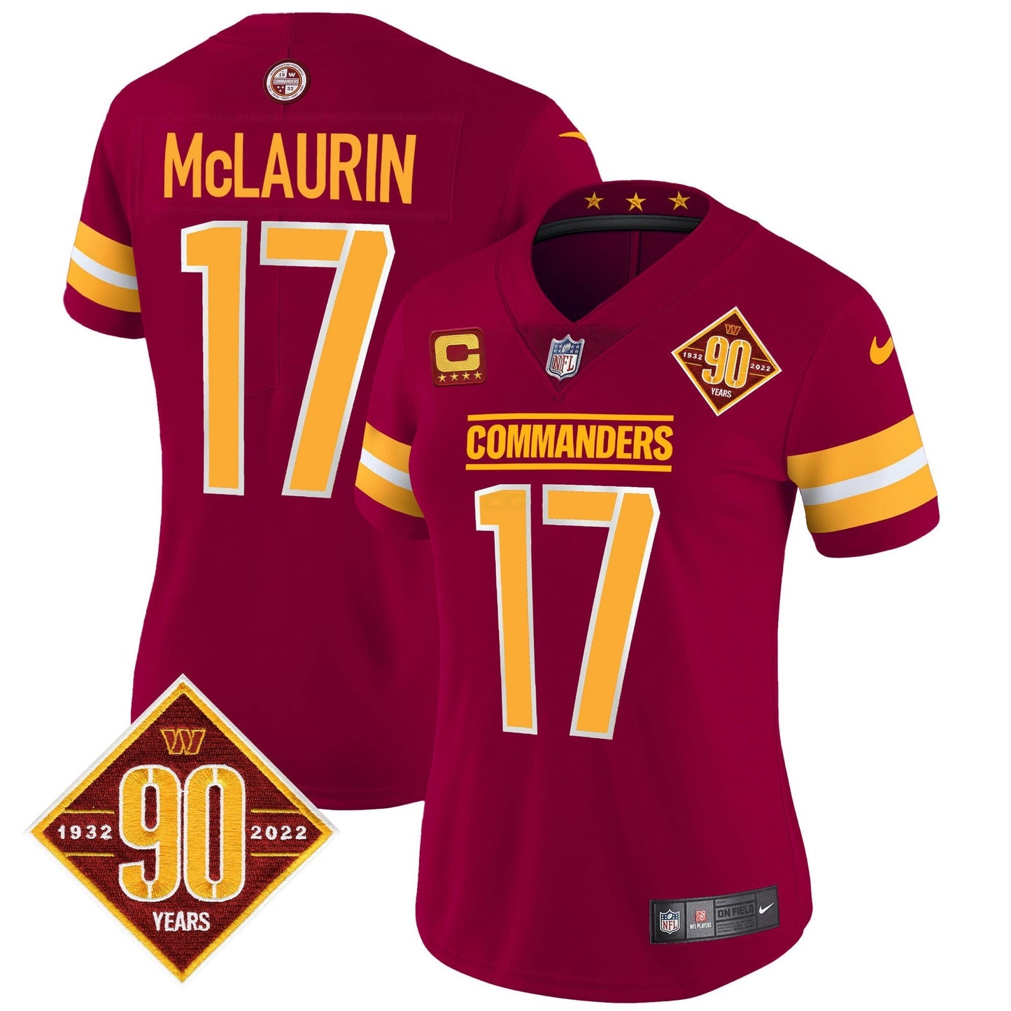 Camisa NFL Women’s Washington 90th Anniversary Patch Vapor Jersey V2