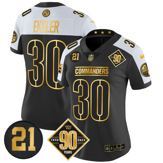 Camisa NFL Women’s Washington 90th & Sean Taylor Patch Dourada Vapor Limited Jersey