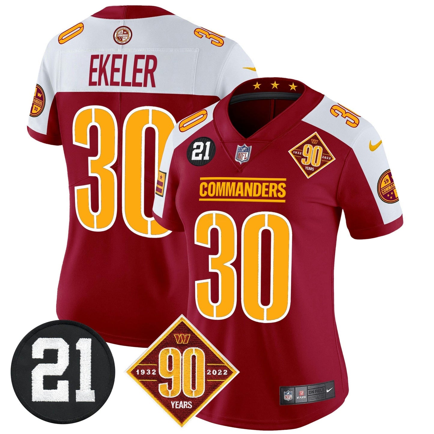 Camisa NFL Women’s Washington 90th & Sean Taylor Patch Vapor Limited Jersey