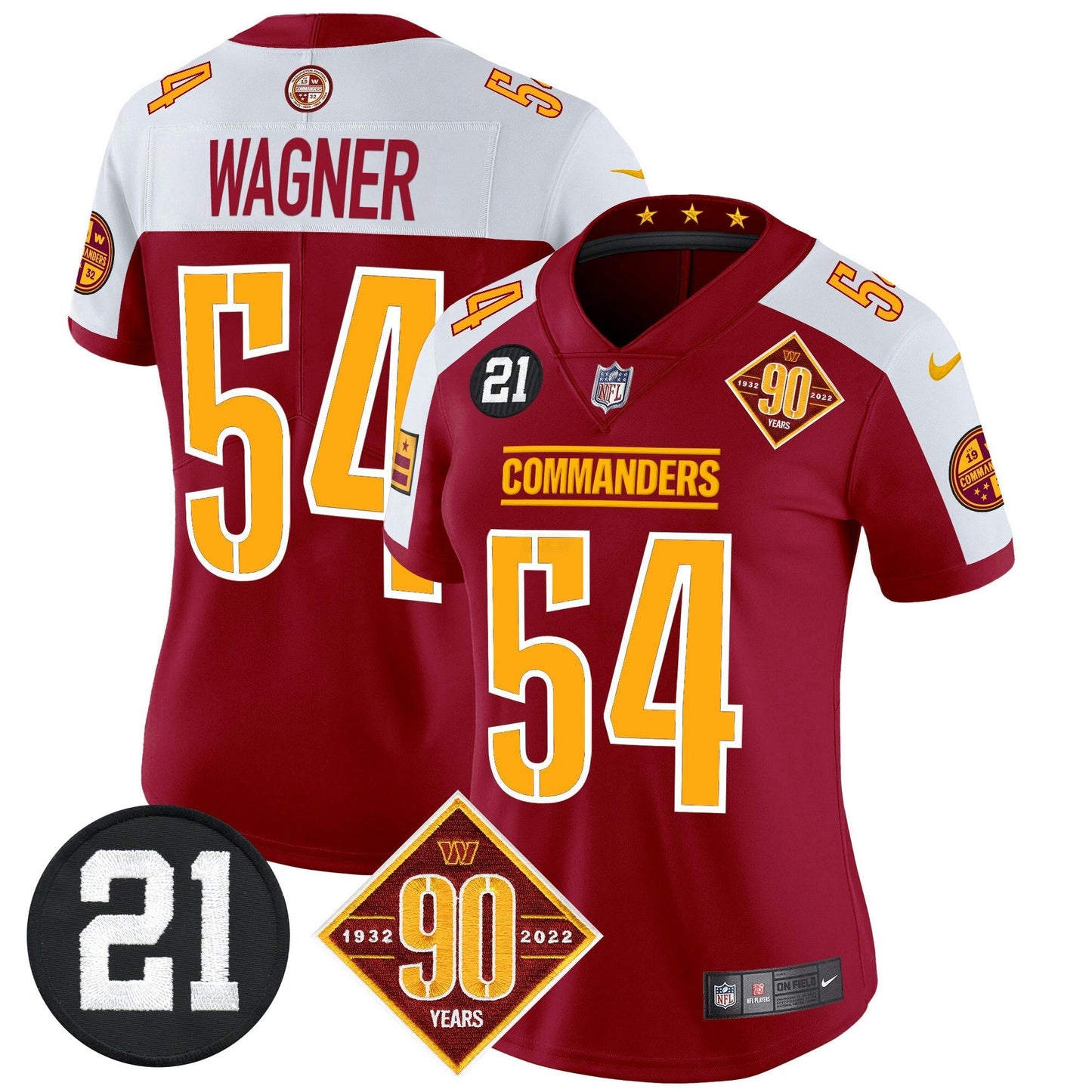 Camisa NFL Women’s Washington 90th & Sean Taylor Patch Vapor Limited Jersey