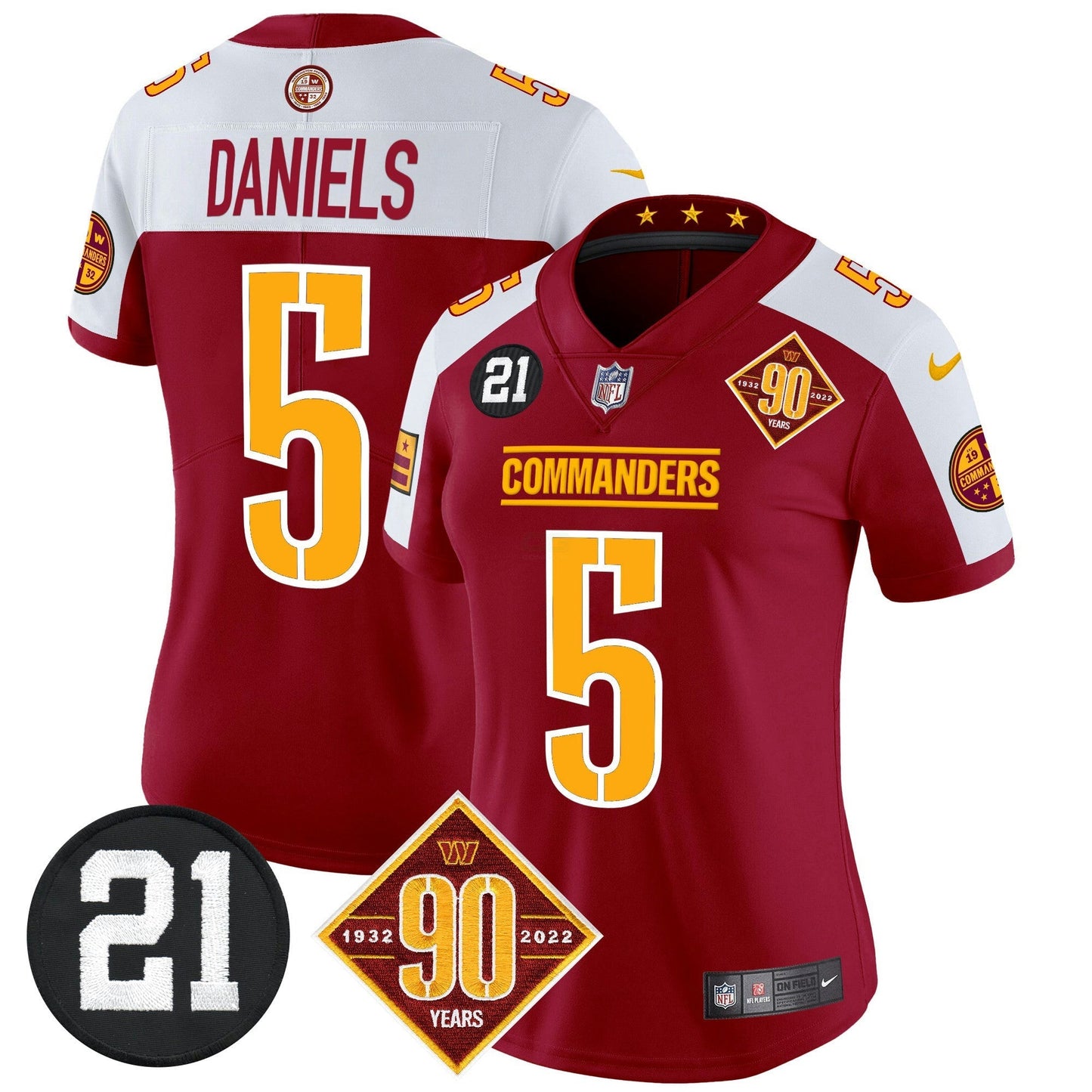 Camisa NFL Women’s Washington 90th & Sean Taylor Patch Vapor Limited Jersey