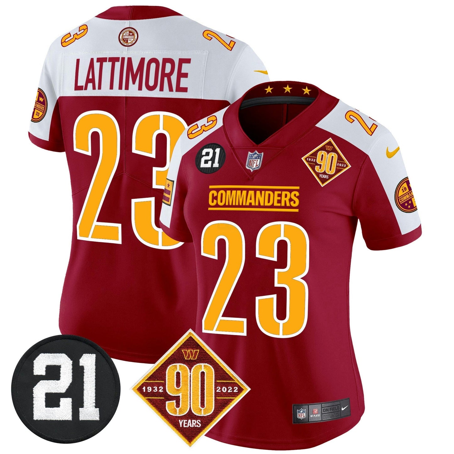 Camisa NFL Women’s Washington 90th & Sean Taylor Patch Vapor Limited Jersey