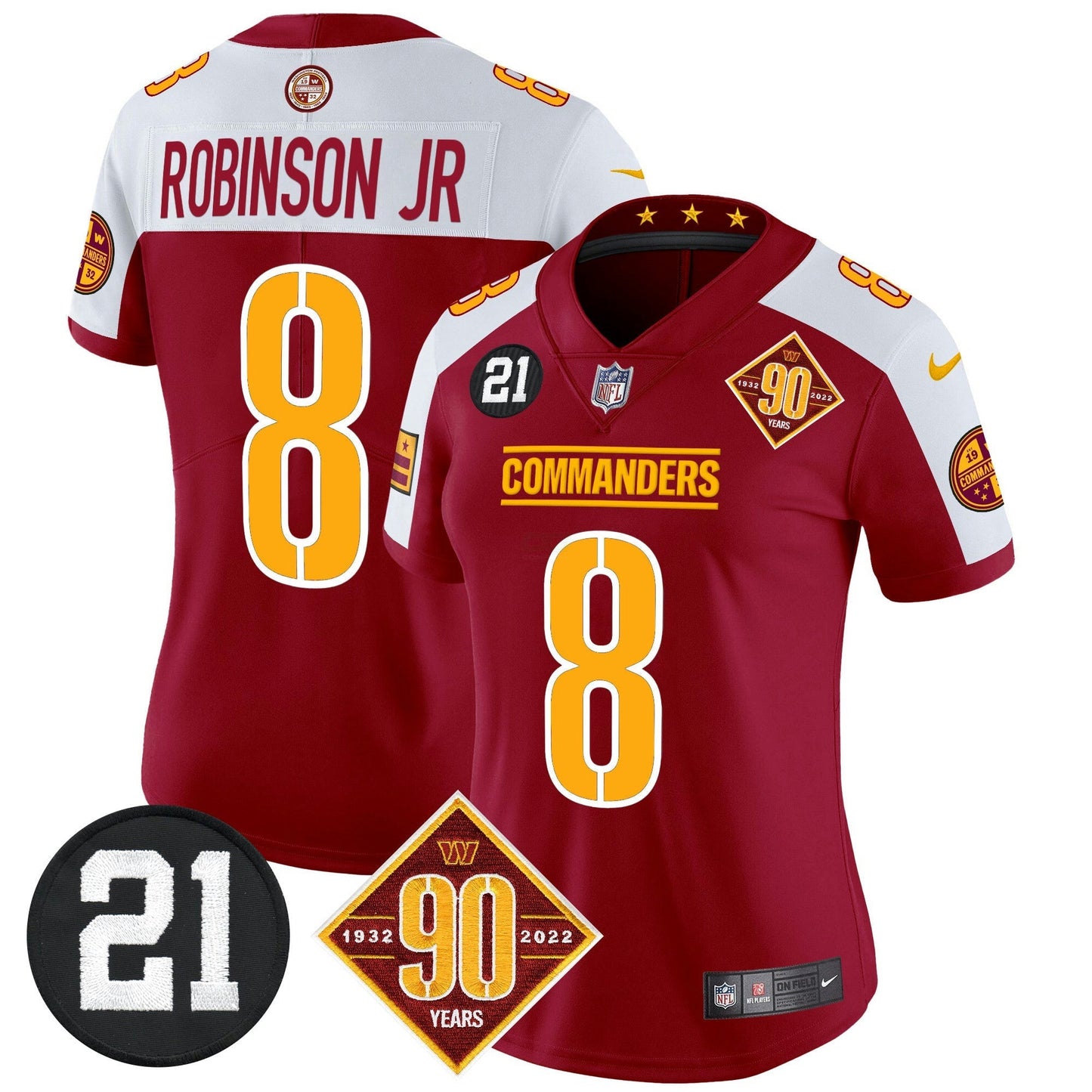 Camisa NFL Women’s Washington 90th & Sean Taylor Patch Vapor Limited Jersey