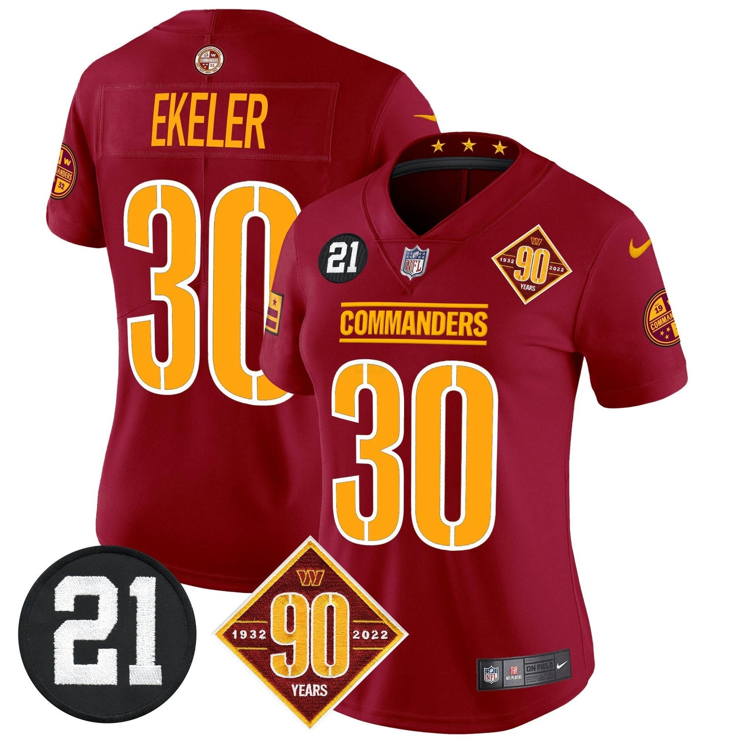 Camisa NFL Women’s Washington 90th & Sean Taylor Patch Vapor Limited Jersey