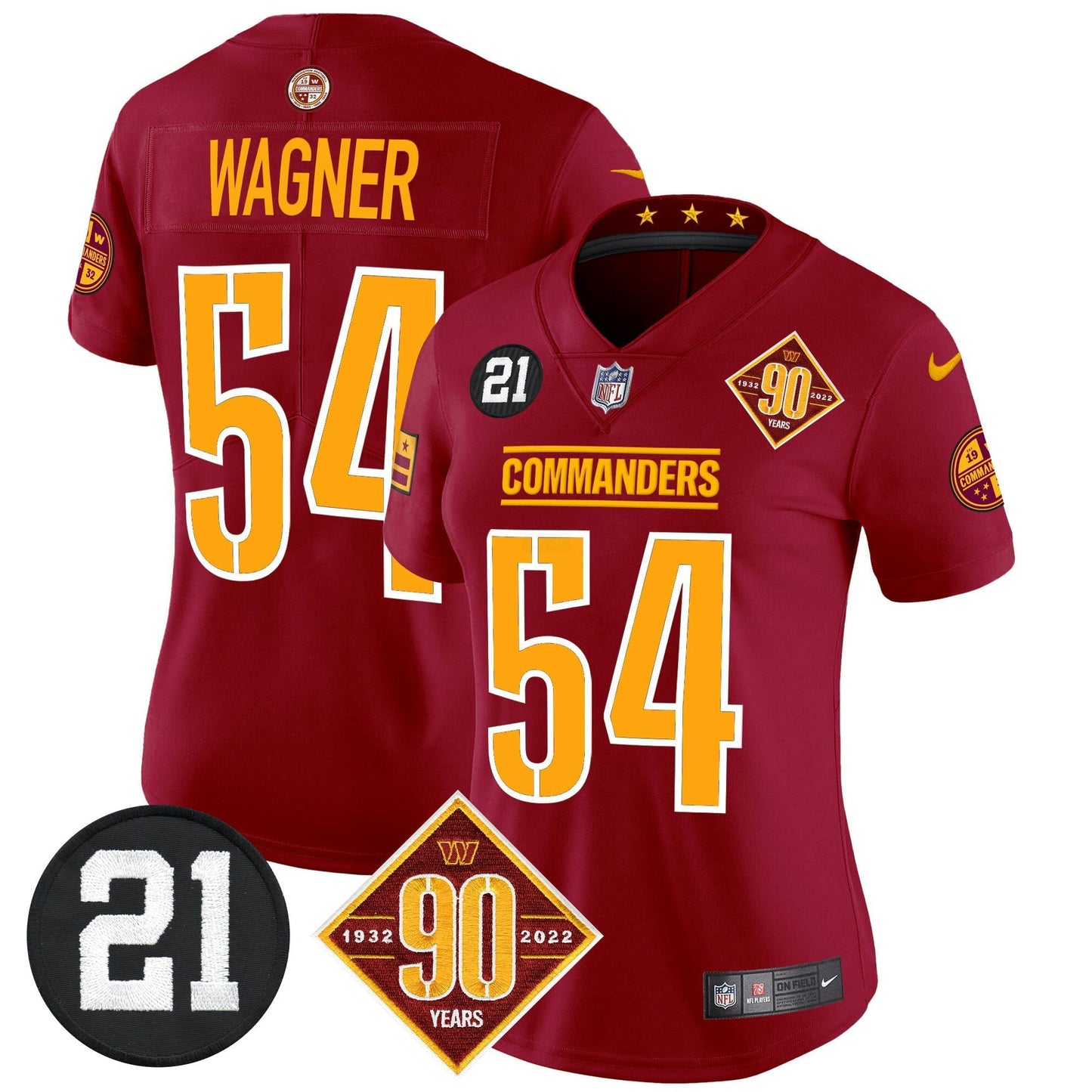 Camisa NFL Women’s Washington 90th & Sean Taylor Patch Vapor Limited Jersey