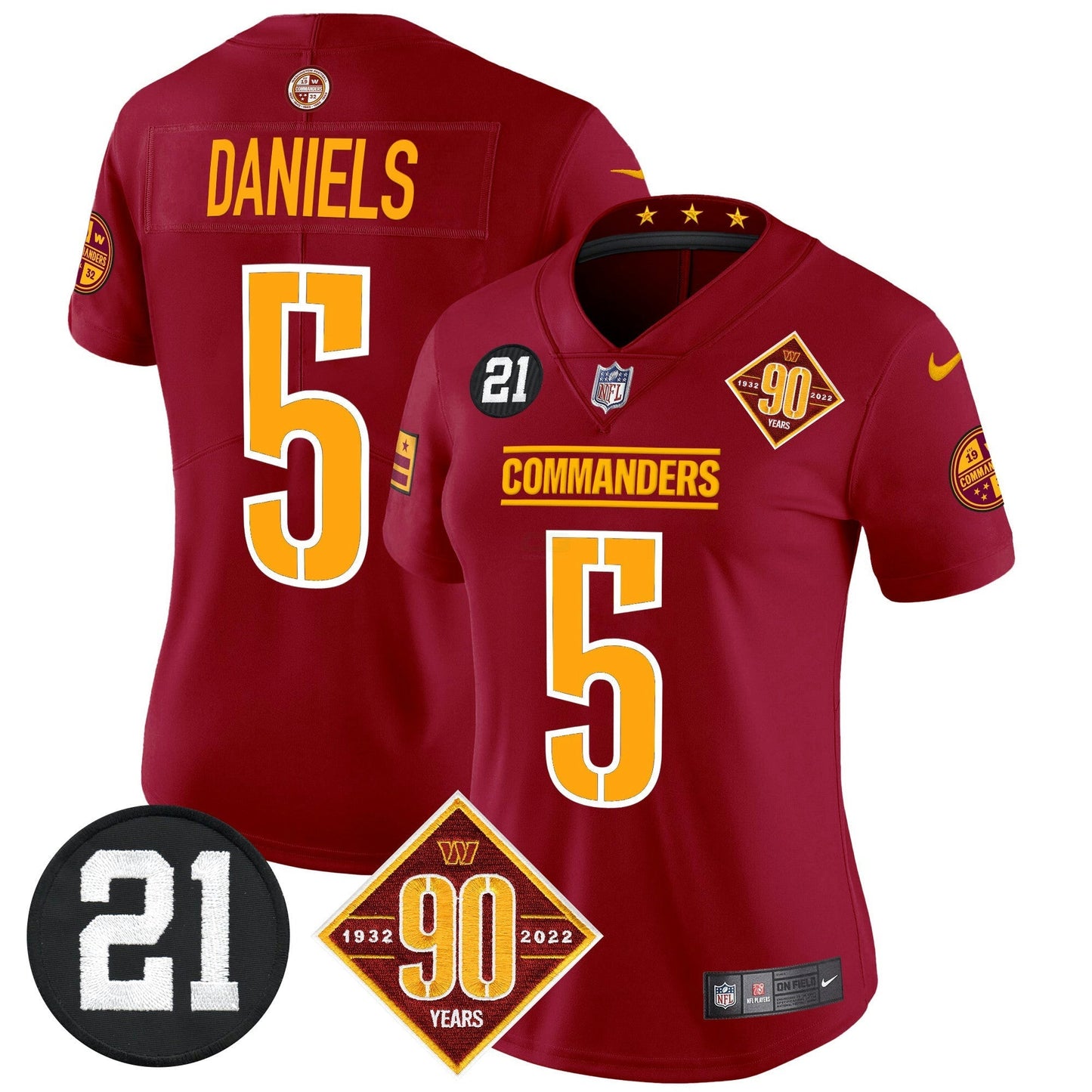 Camisa NFL Women’s Washington 90th & Sean Taylor Patch Vapor Limited Jersey