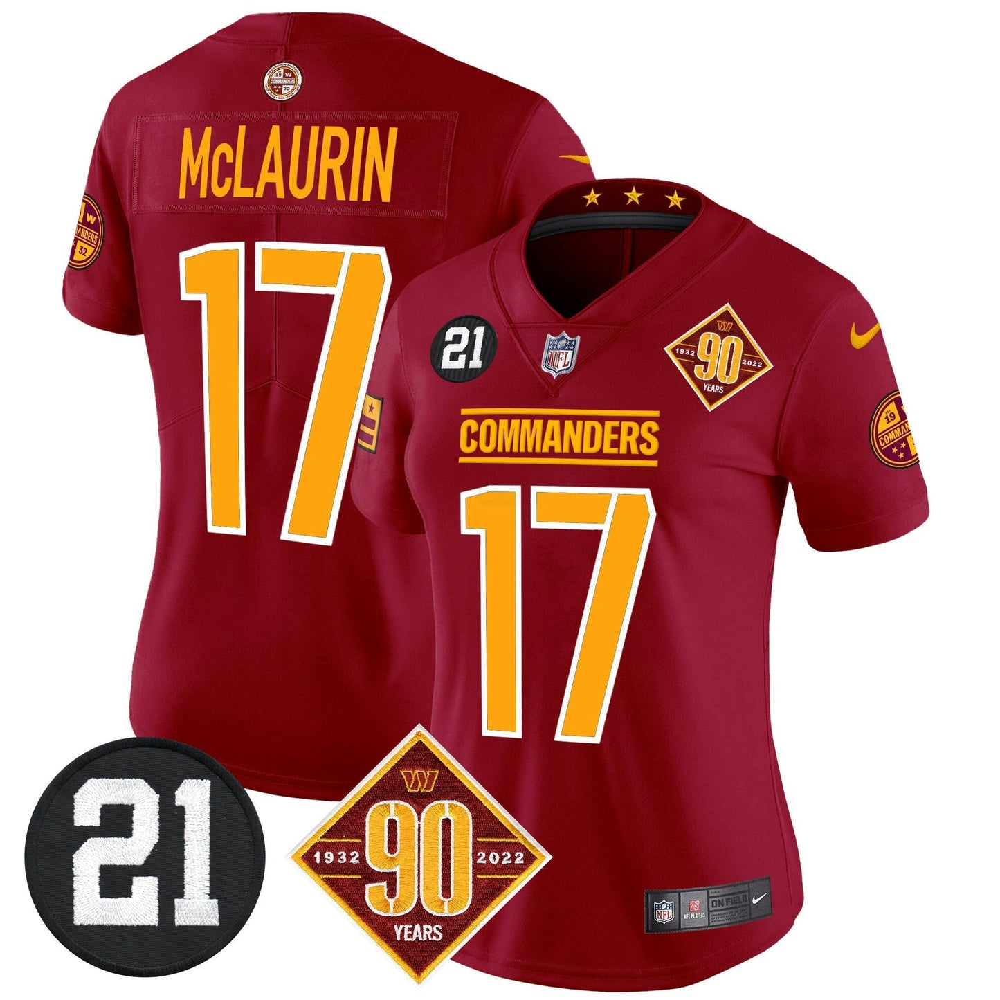 Camisa NFL Women’s Washington 90th & Sean Taylor Patch Vapor Limited Jersey