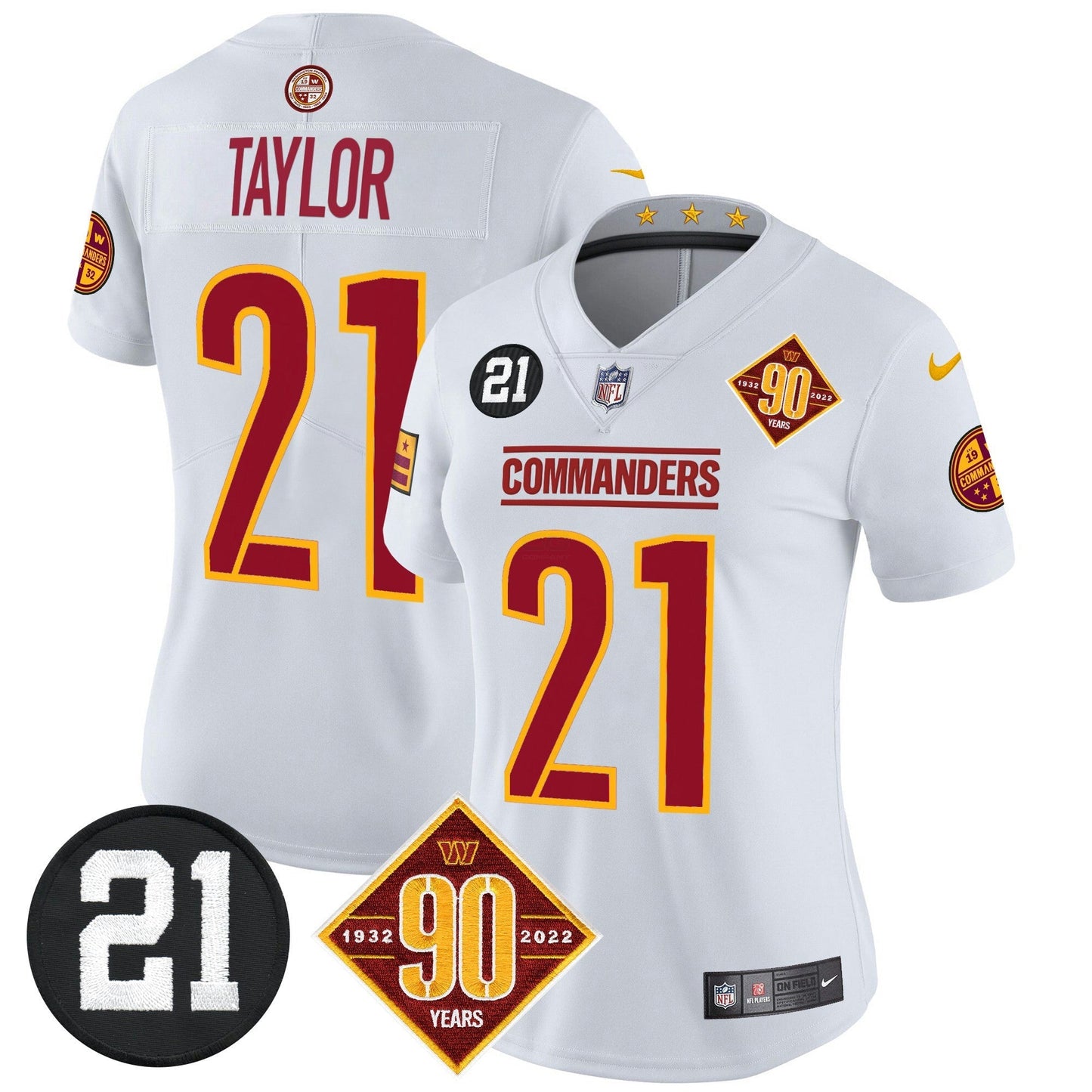Camisa NFL Women’s Washington 90th & Sean Taylor Patch Vapor Limited Jersey