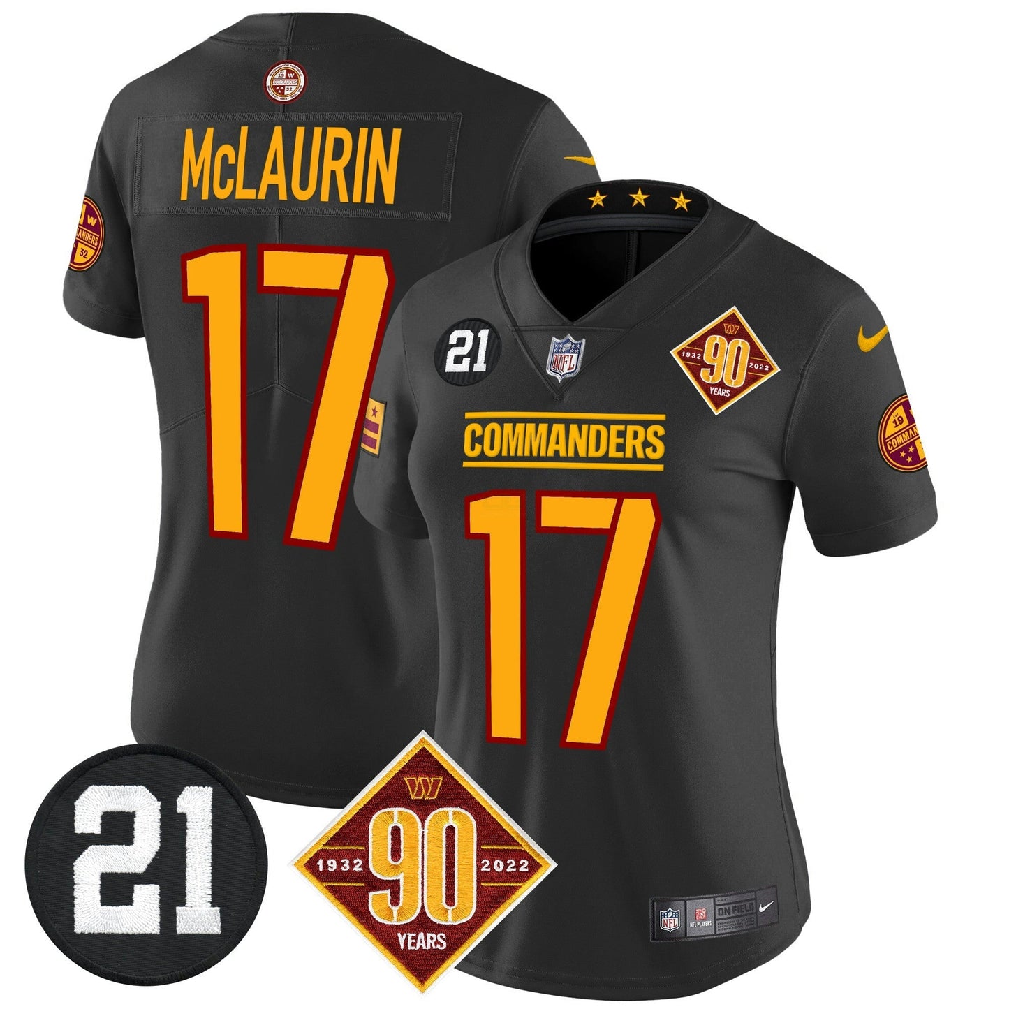 Camisa NFL Women’s Washington 90th & Sean Taylor Patch Vapor Limited Jersey