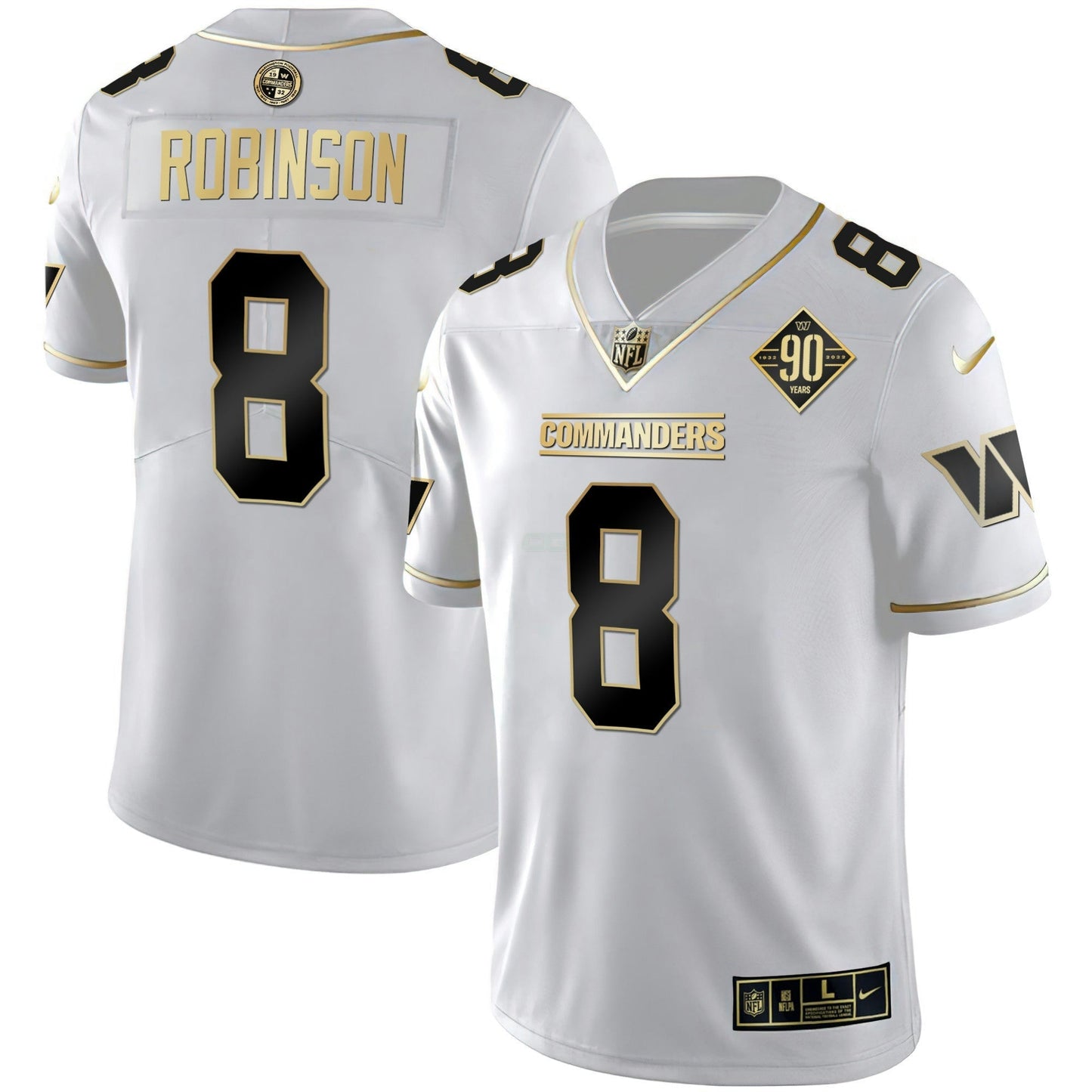Camisa NFL Women’s Washington Branca Dourada & Preta Dourada Vapor Limited Jersey