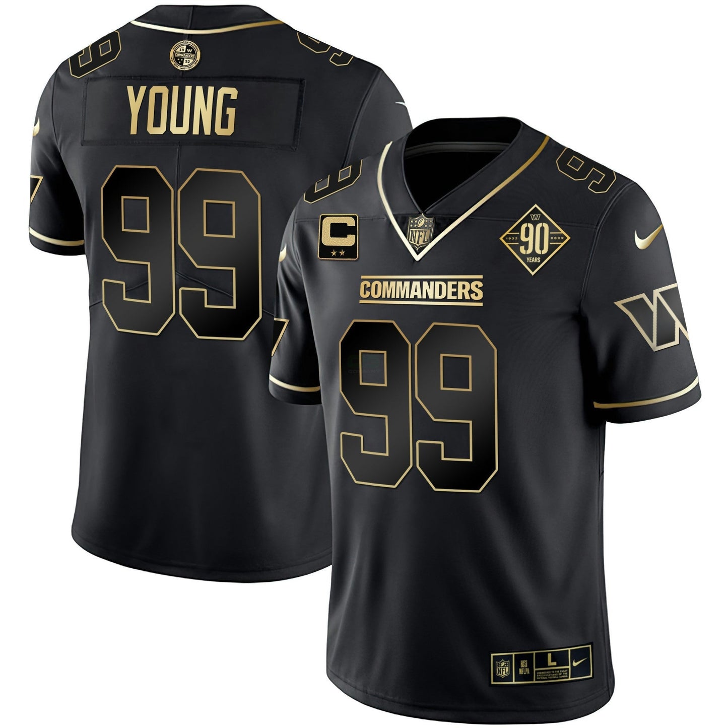 Camisa NFL Women’s Washington Branca Dourada & Preta Dourada Vapor Limited Jersey