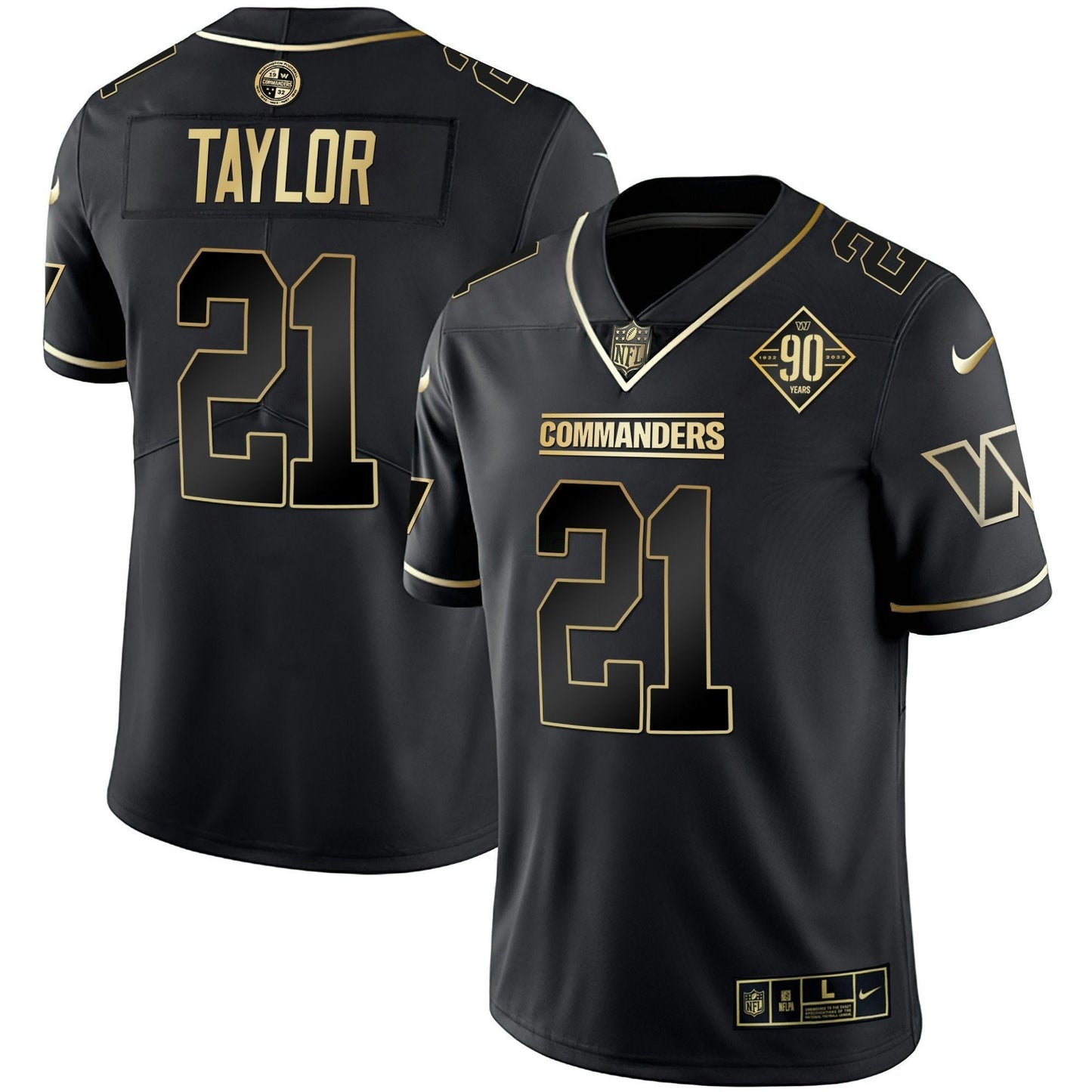 Camisa NFL Women’s Washington Branca Dourada & Preta Dourada Vapor Limited Jersey