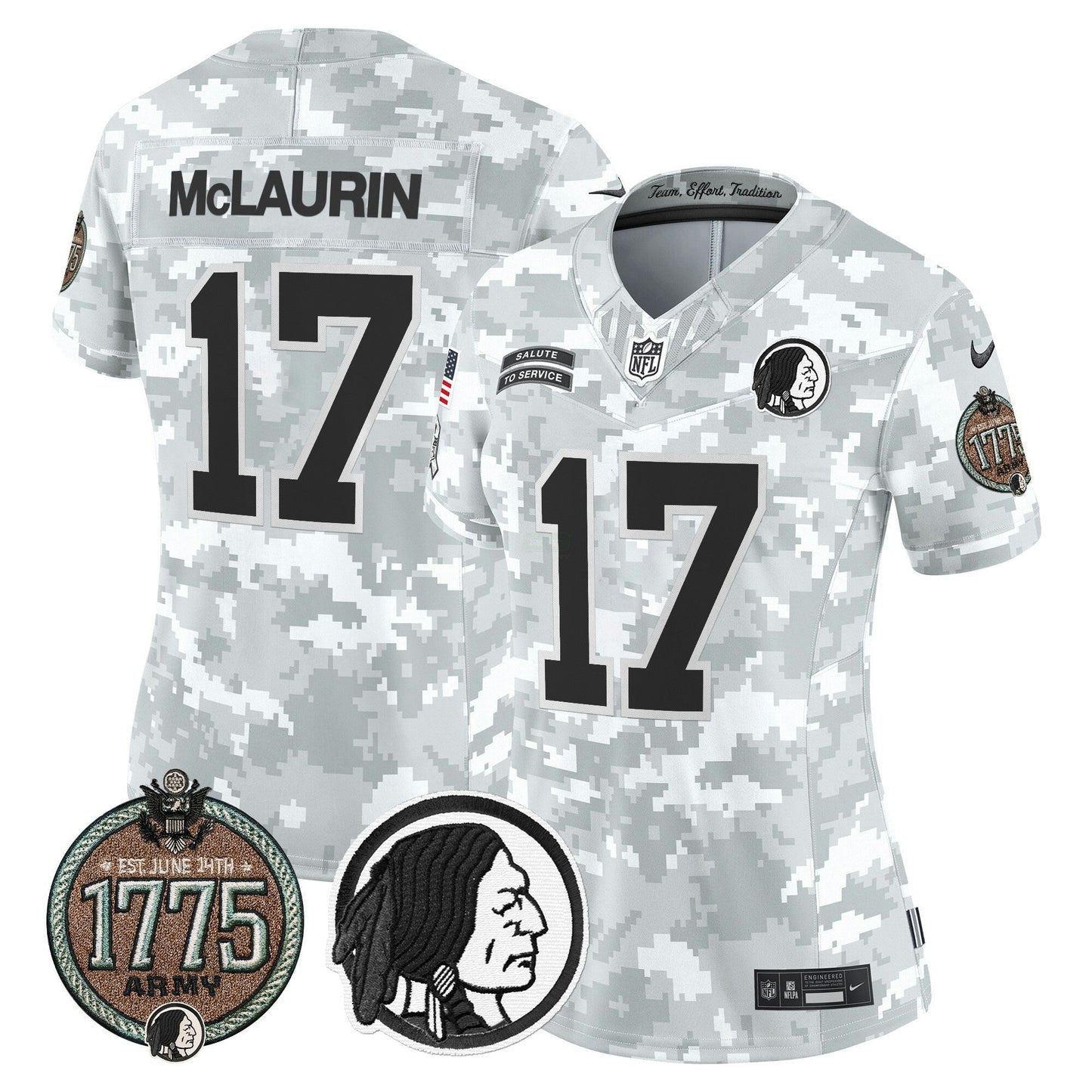 Camisa NFL Washington Commanders Women’s Washington Redskins 2024 Salute to Service Establishment Year Patch Vapor Limited Jersey