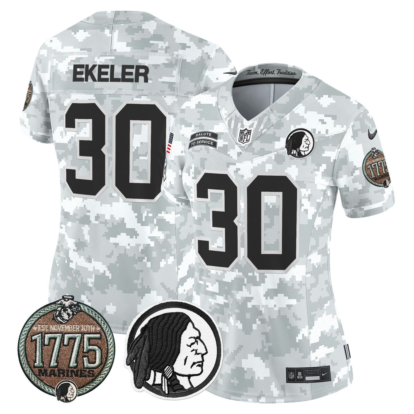Camisa NFL Washington Commanders Women’s Washington Redskins 2024 Salute to Service Establishment Year Patch Vapor Limited Jersey