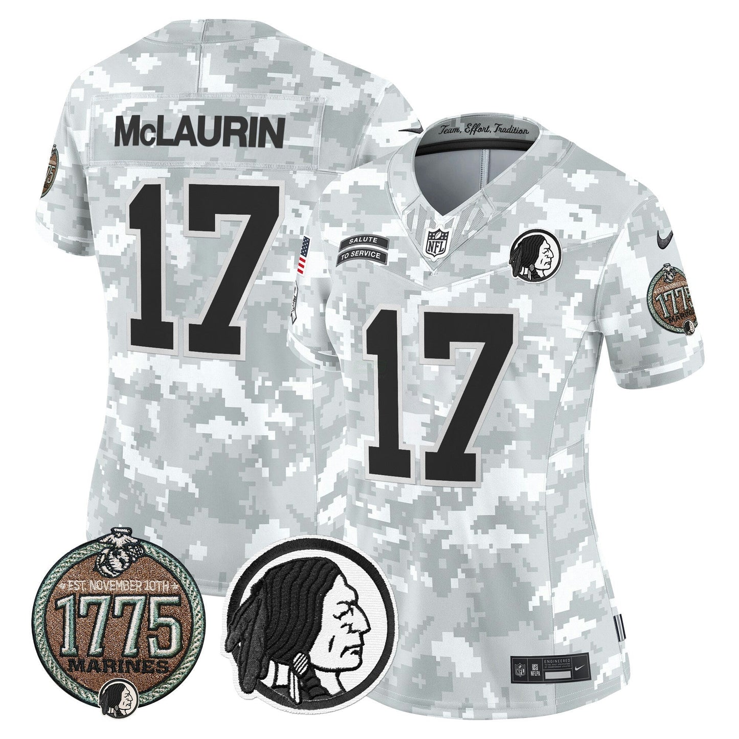 Camisa NFL Washington Commanders Women’s Washington Redskins 2024 Salute to Service Establishment Year Patch Vapor Limited Jersey