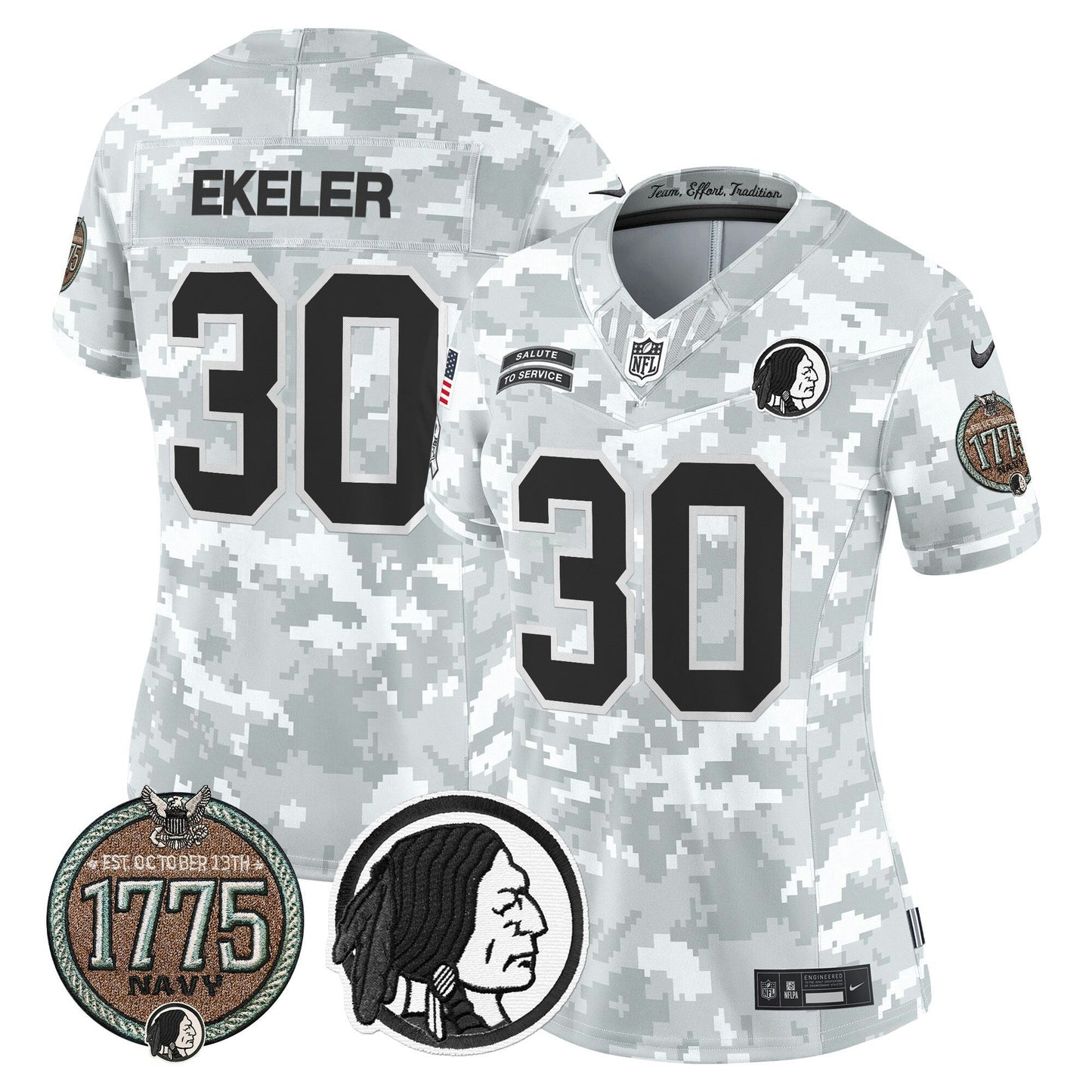 Camisa NFL Washington Commanders Women’s Washington Redskins 2024 Salute to Service Establishment Year Patch Vapor Limited Jersey