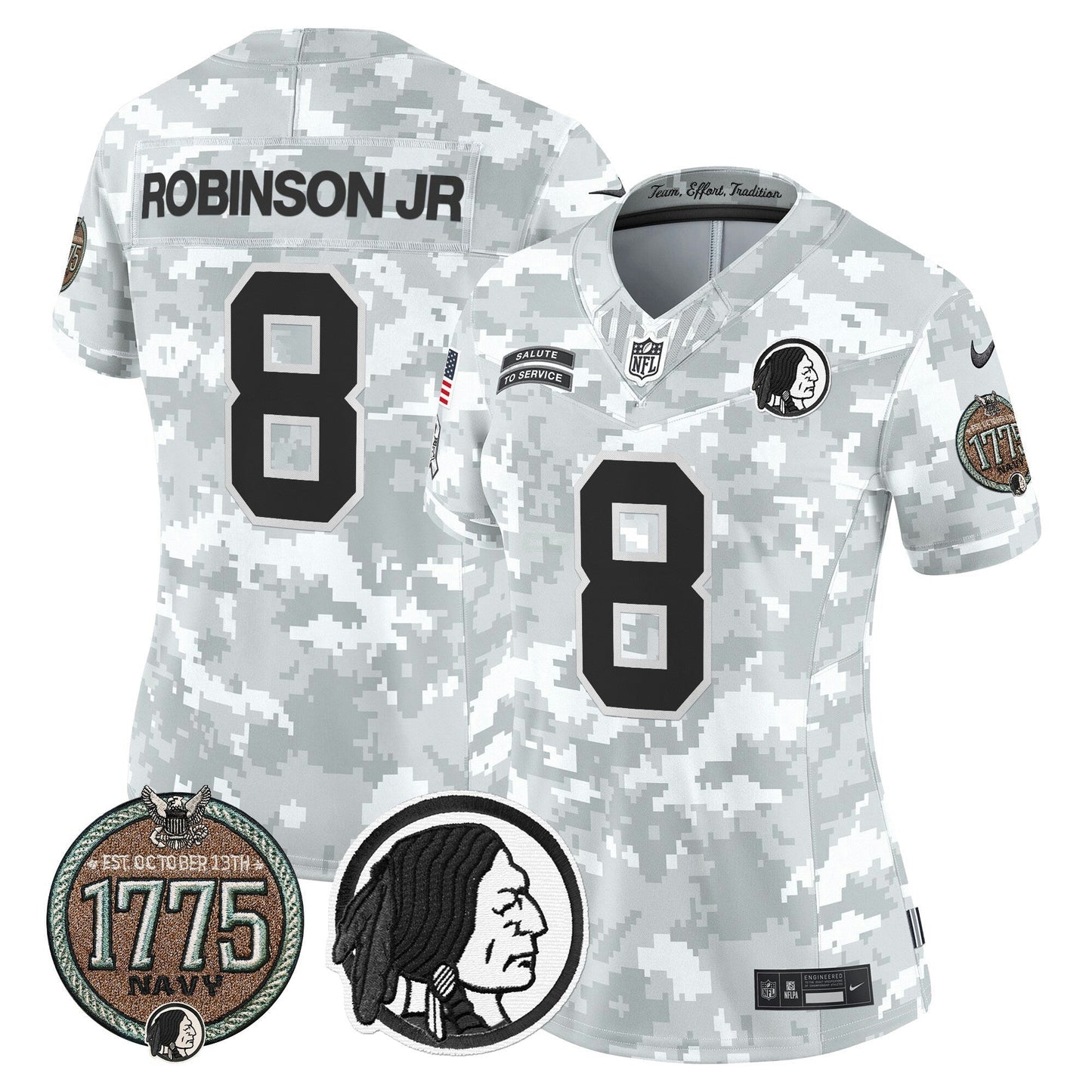 Camisa NFL Washington Commanders Women’s Washington Redskins 2024 Salute to Service Establishment Year Patch Vapor Limited Jersey
