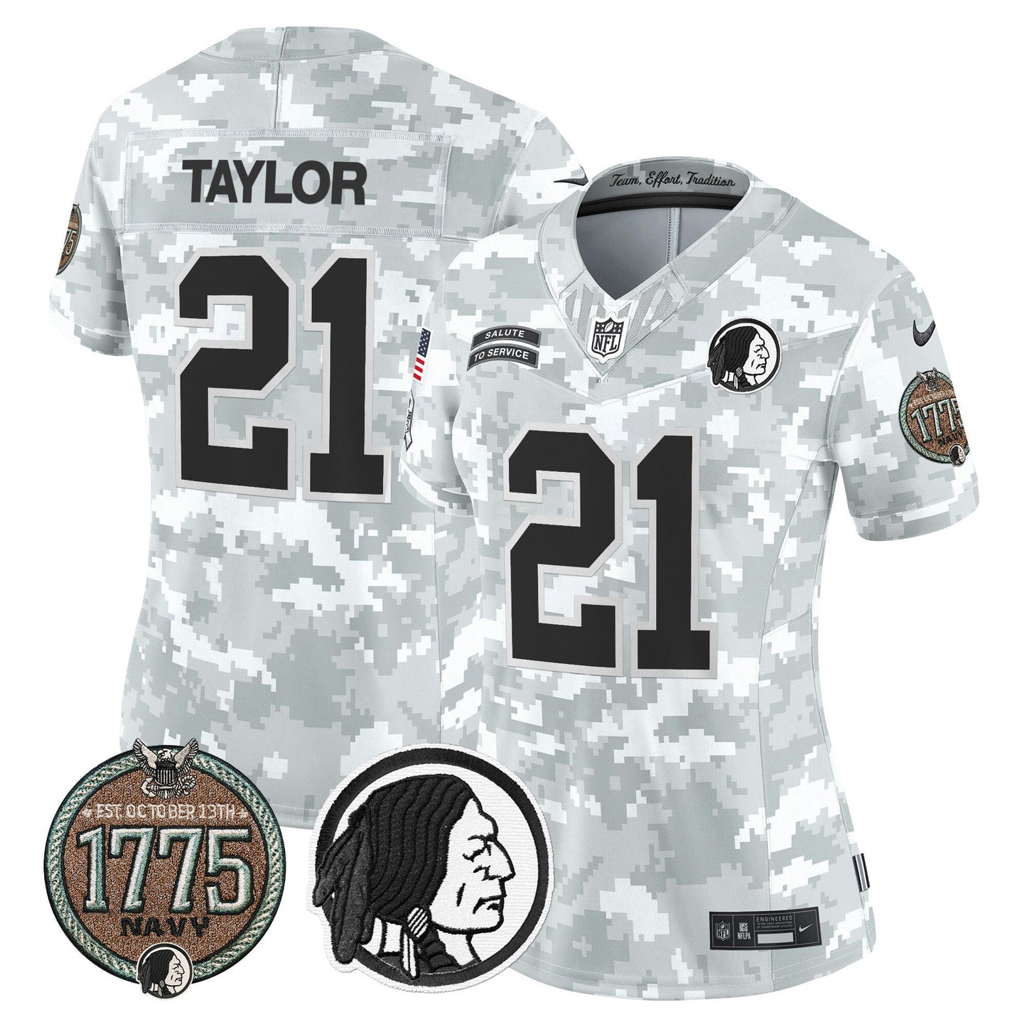Camisa NFL Washington Commanders Women’s Washington Redskins 2024 Salute to Service Establishment Year Patch Vapor Limited Jersey