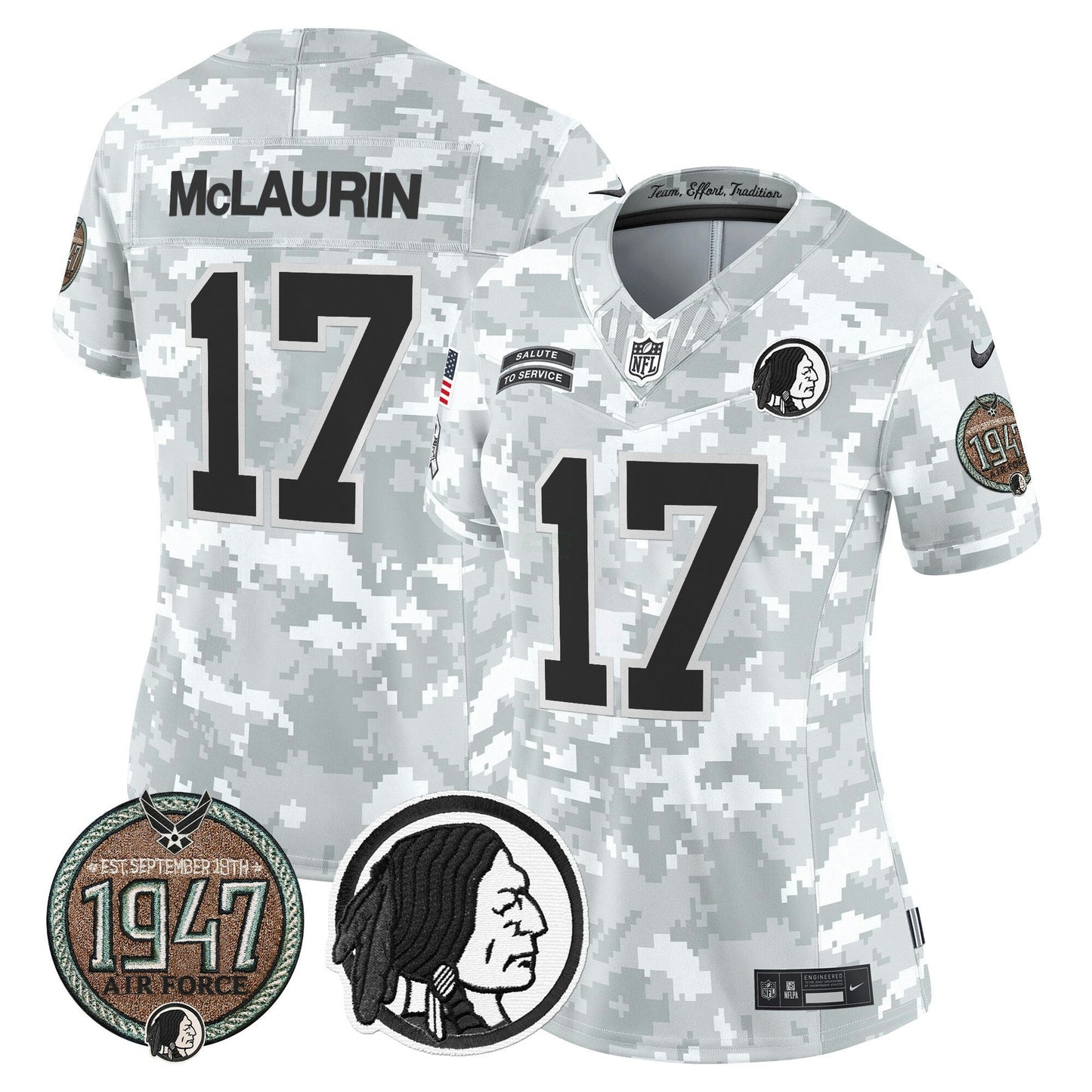 Camisa NFL Washington Commanders Women’s Washington Redskins 2024 Salute to Service Establishment Year Patch Vapor Limited Jersey