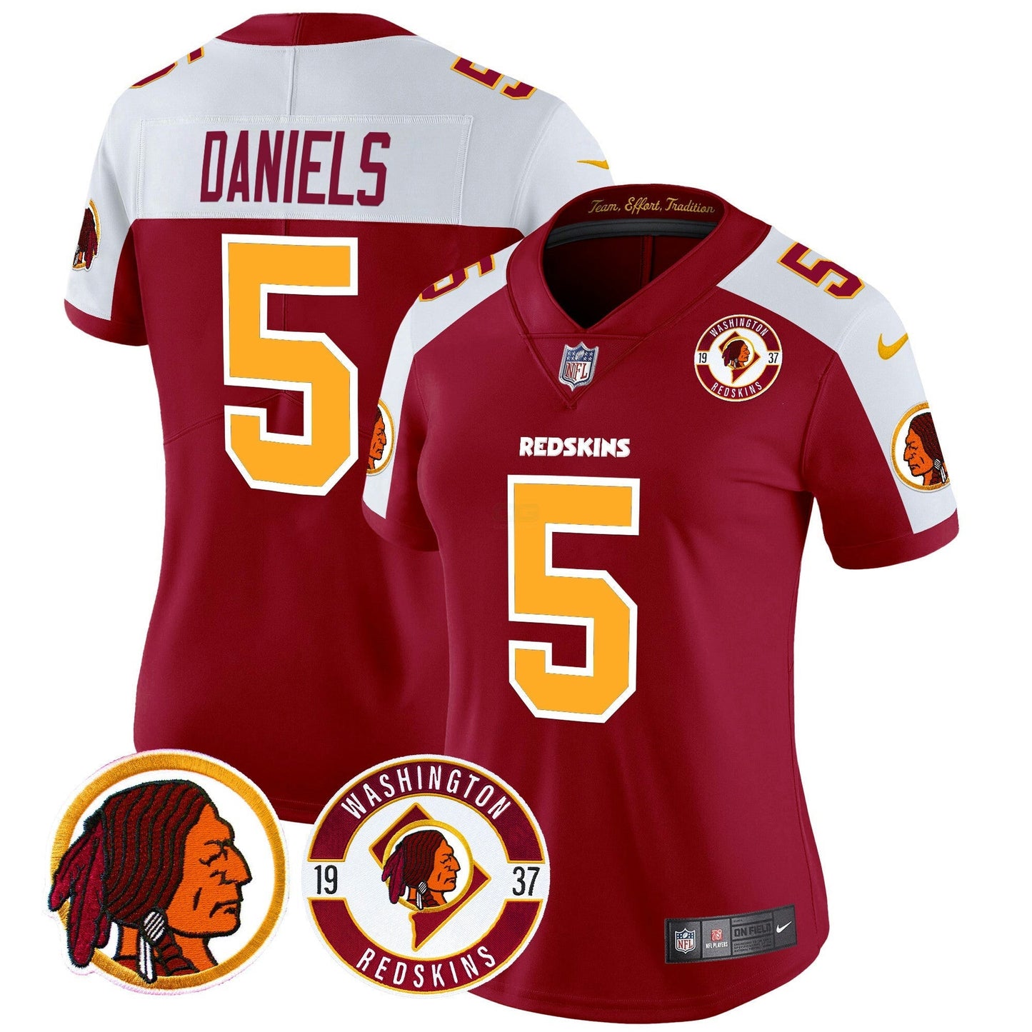 Camisa NFL Washington Commanders Women’s Washington Redskins 2024 Vapor Limited Jersey – Est. 1937 Patch