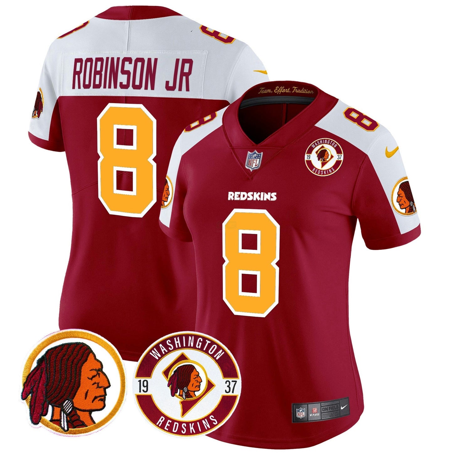 Camisa NFL Washington Commanders Women’s Washington Redskins 2024 Vapor Limited Jersey – Est. 1937 Patch