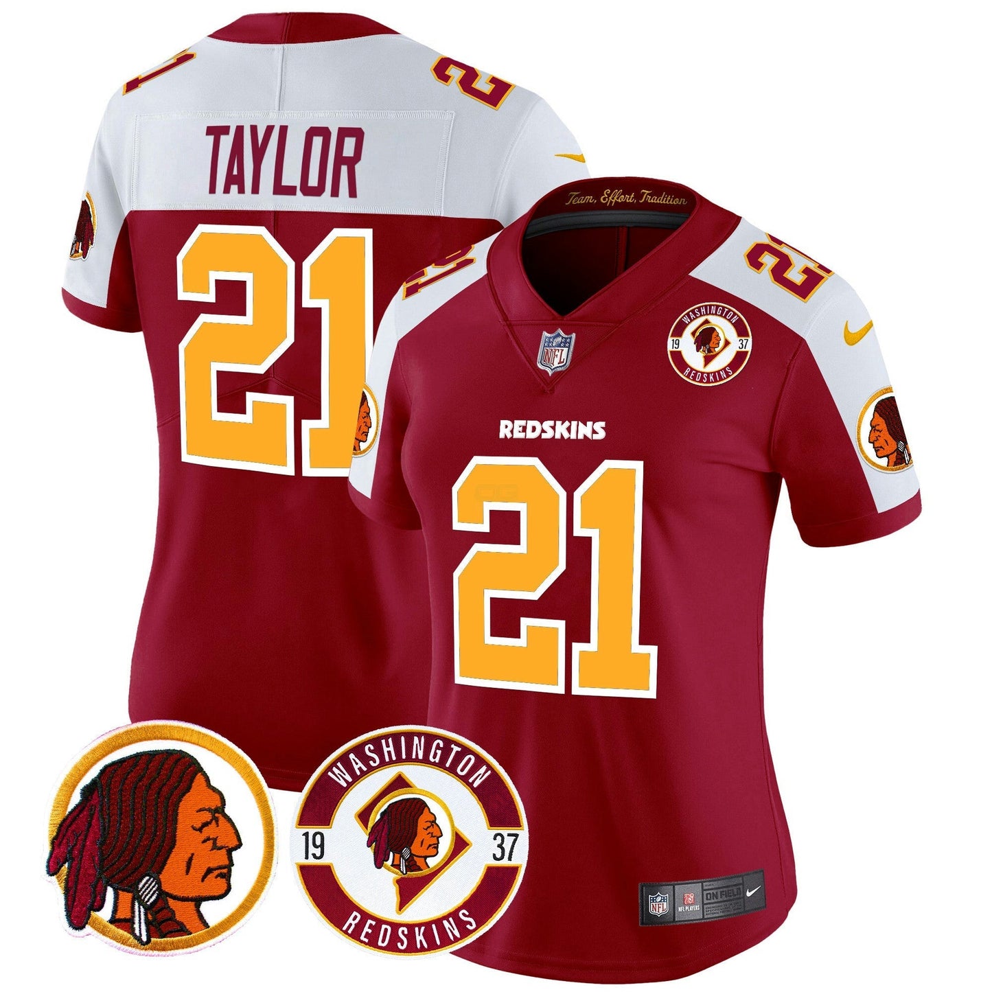 Camisa NFL Washington Commanders Women’s Washington Redskins 2024 Vapor Limited Jersey – Est. 1937 Patch
