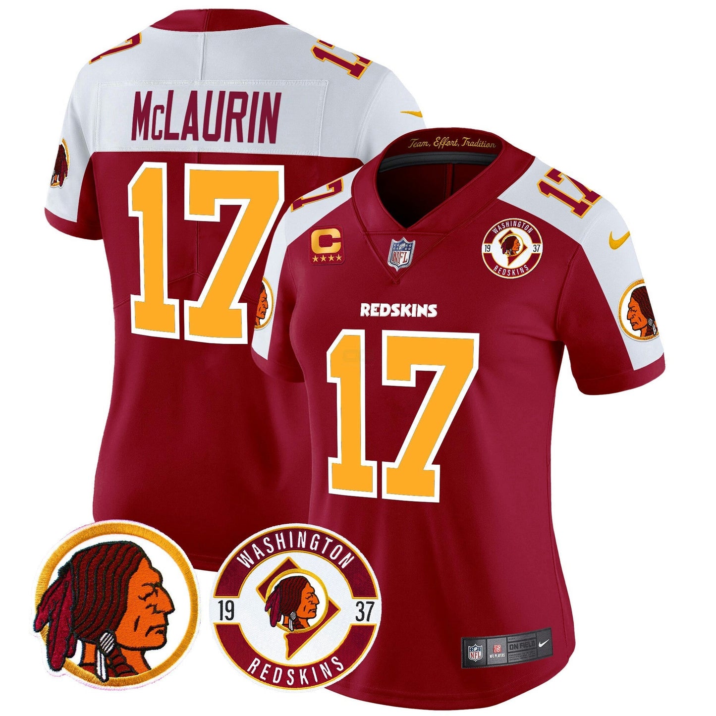 Camisa NFL Washington Commanders Women’s Washington Redskins 2024 Vapor Limited Jersey – Est. 1937 Patch