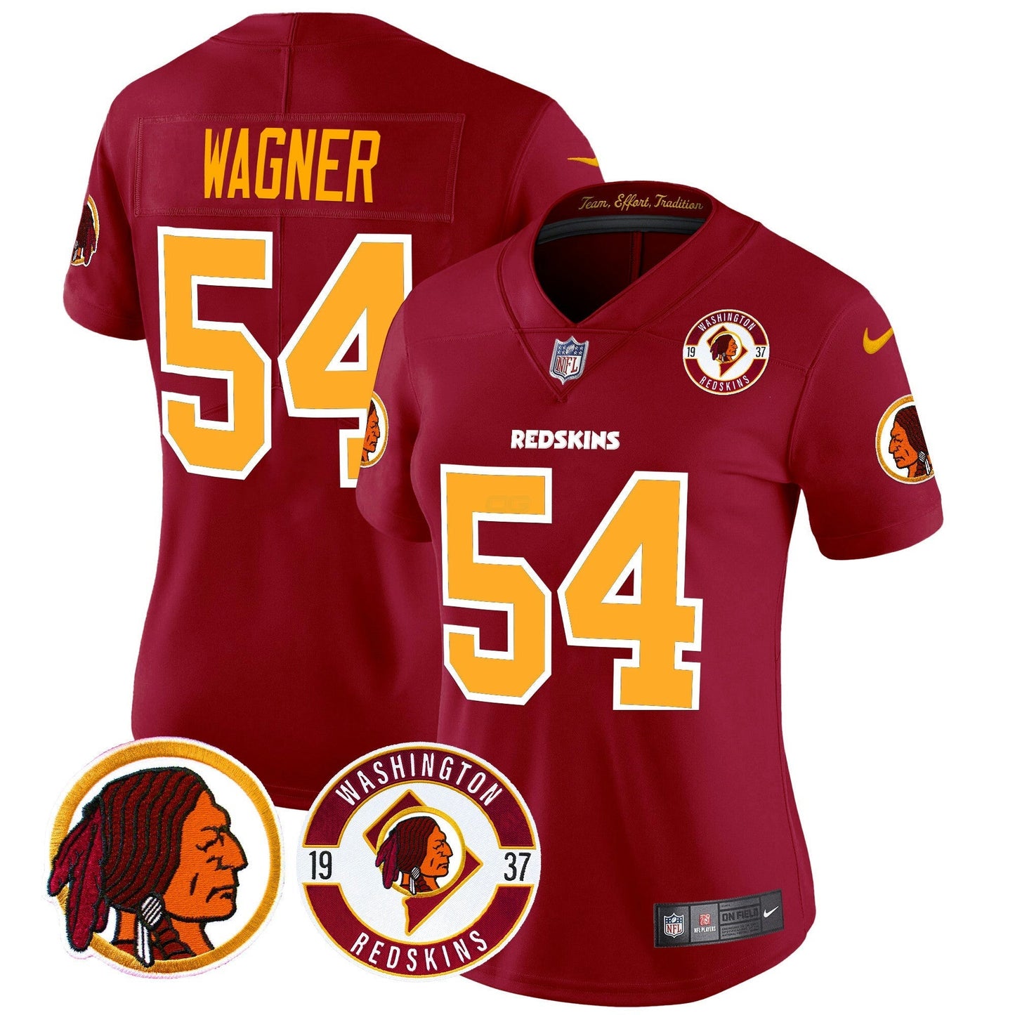Camisa NFL Washington Commanders Women’s Washington Redskins 2024 Vapor Limited Jersey – Est. 1937 Patch