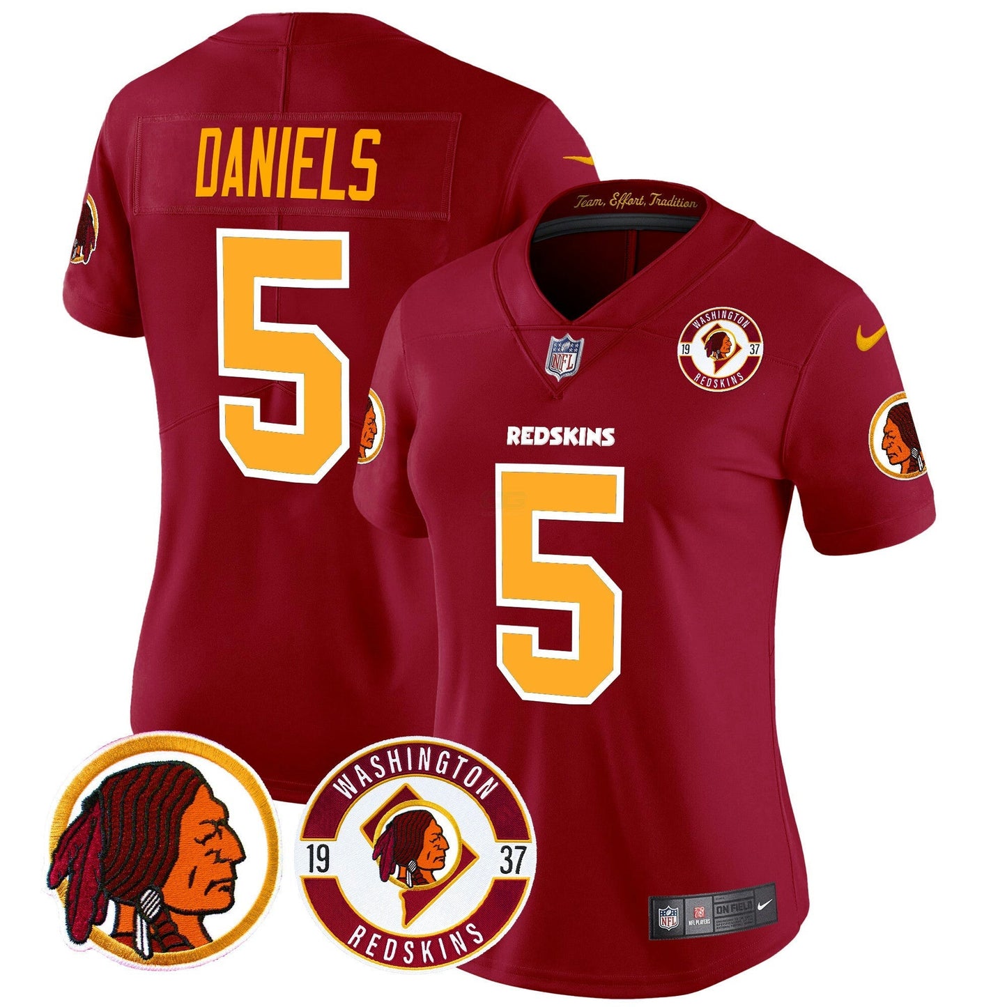 Camisa NFL Washington Commanders Women’s Washington Redskins 2024 Vapor Limited Jersey – Est. 1937 Patch