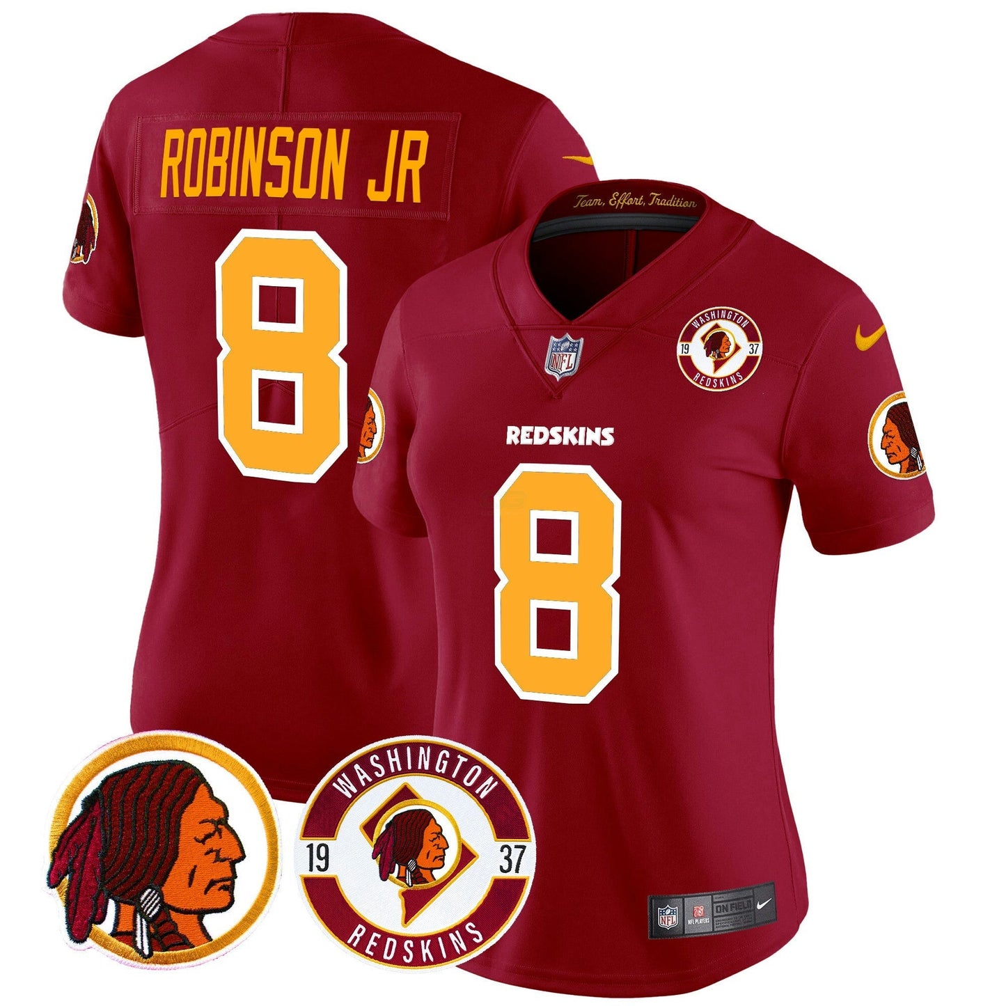 Camisa NFL Washington Commanders Women’s Washington Redskins 2024 Vapor Limited Jersey – Est. 1937 Patch