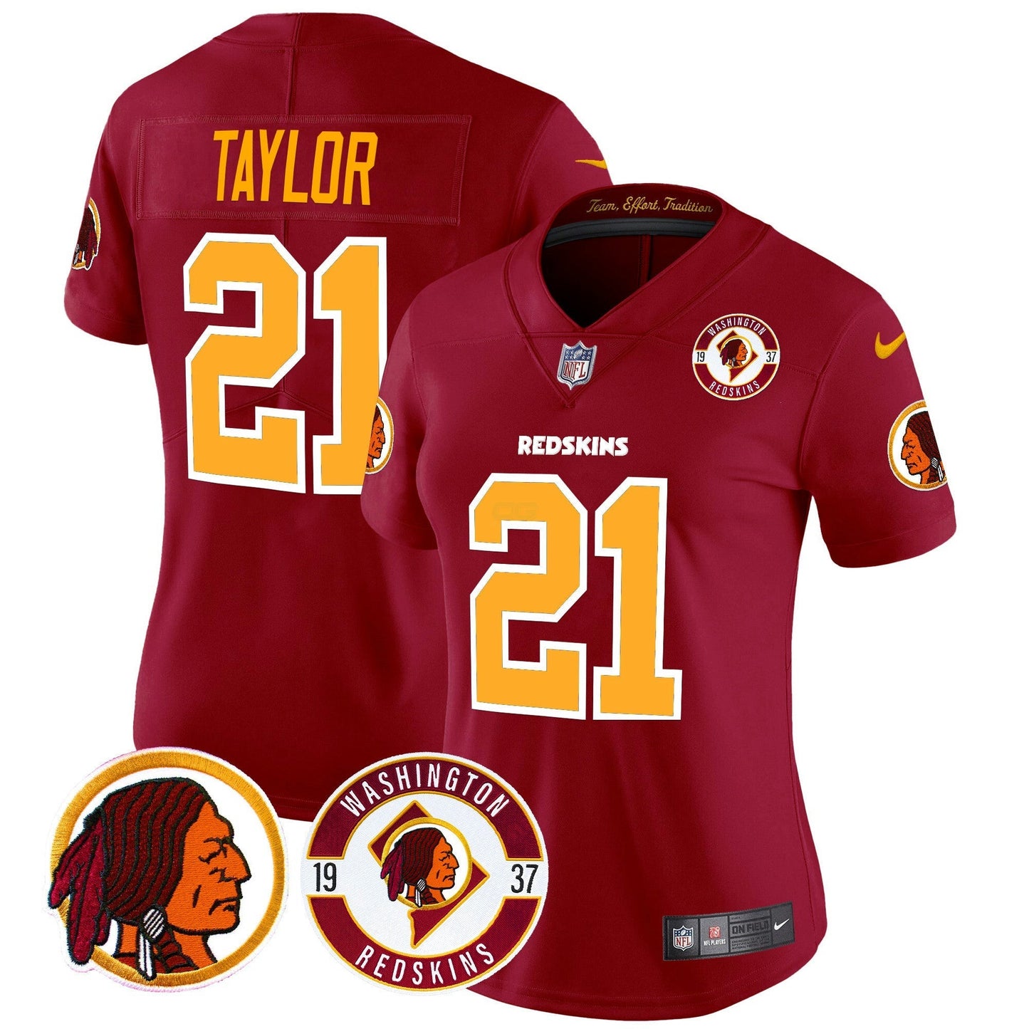 Camisa NFL Washington Commanders Women’s Washington Redskins 2024 Vapor Limited Jersey – Est. 1937 Patch