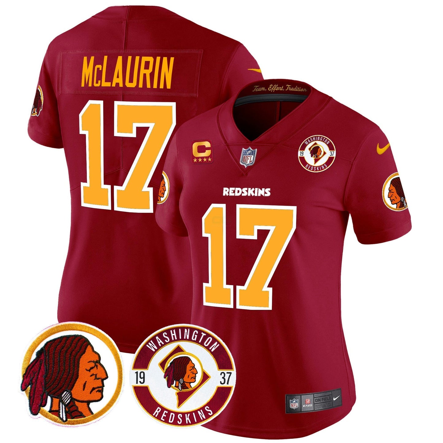 Camisa NFL Washington Commanders Women’s Washington Redskins 2024 Vapor Limited Jersey – Est. 1937 Patch