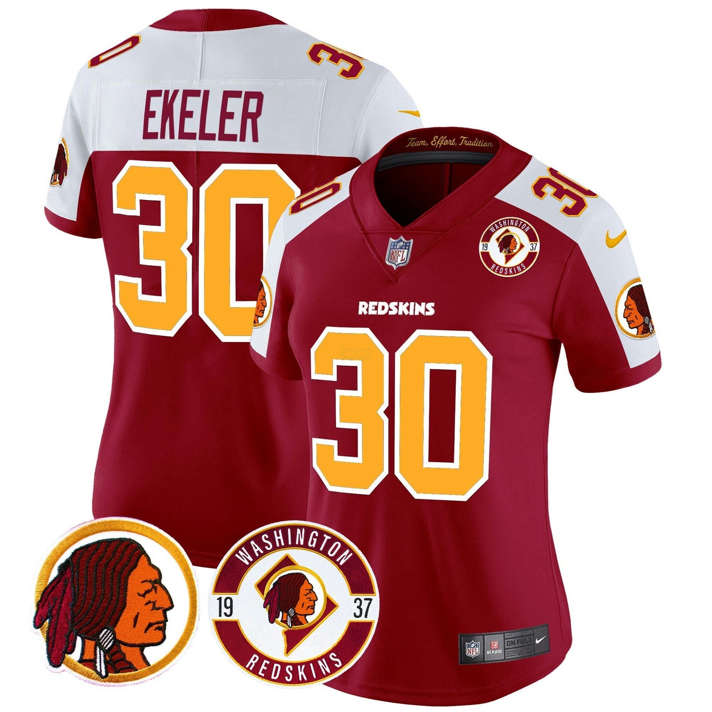 Camisa NFL Washington Commanders Women’s Washington Redskins 2024 Vapor Limited Jersey – Est. 1937 Patch