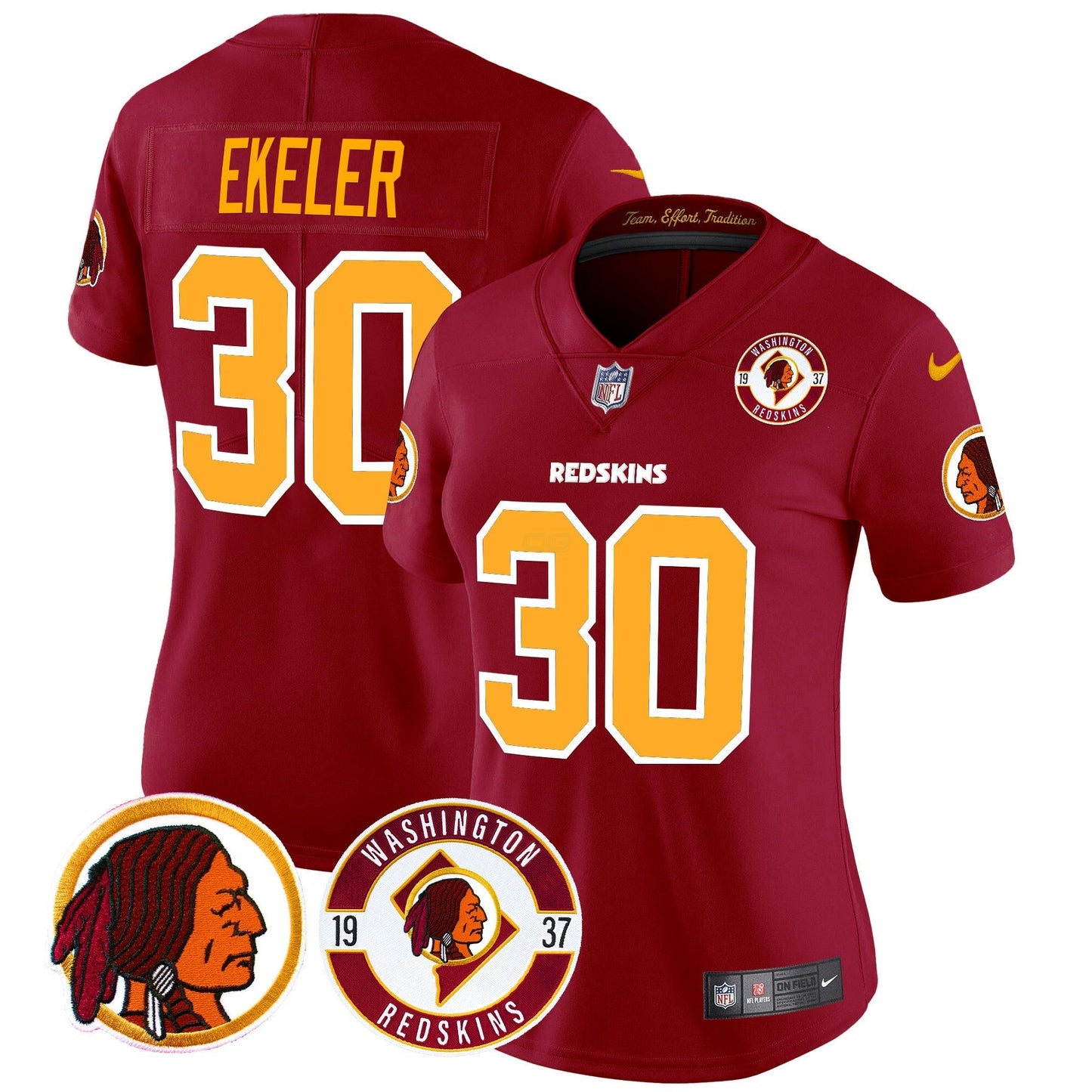 Camisa NFL Washington Commanders Women’s Washington Redskins 2024 Vapor Limited Jersey – Est. 1937 Patch