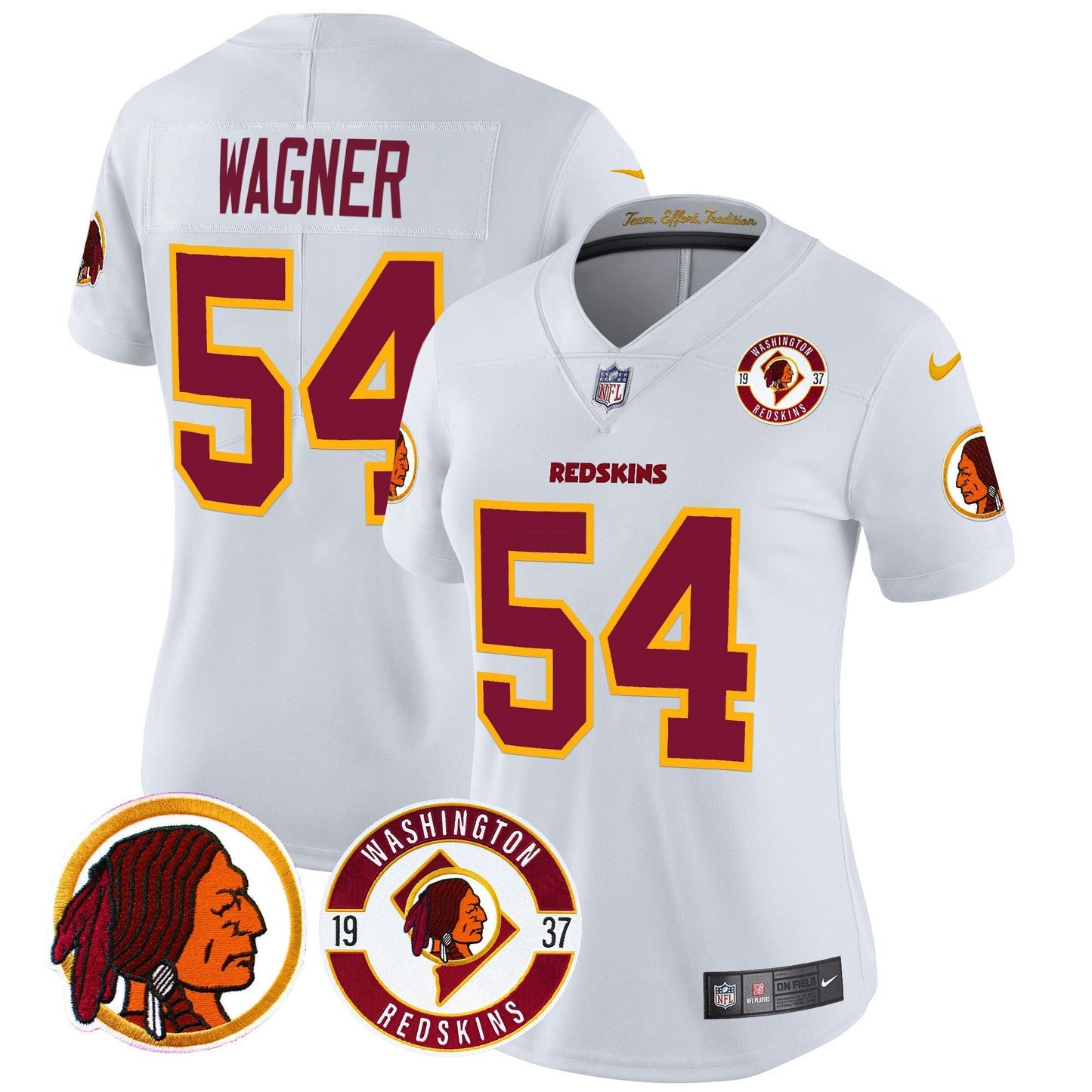 Camisa NFL Washington Commanders Women’s Washington Redskins 2024 Vapor Limited Jersey – Est. 1937 Patch