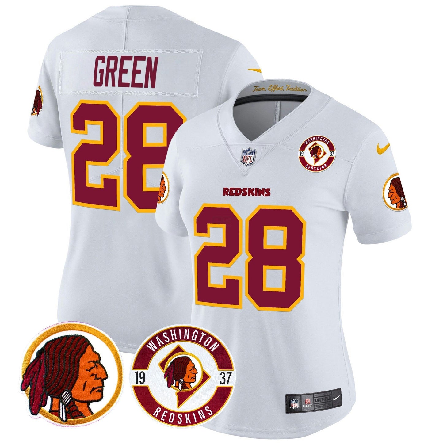 Camisa NFL Washington Commanders Women’s Washington Redskins 2024 Vapor Limited Jersey – Est. 1937 Patch