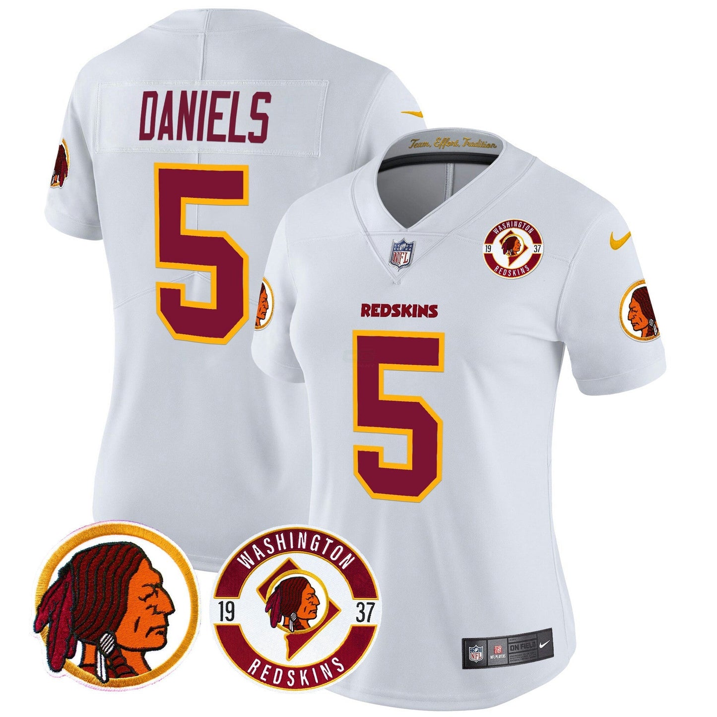 Camisa NFL Washington Commanders Women’s Washington Redskins 2024 Vapor Limited Jersey – Est. 1937 Patch