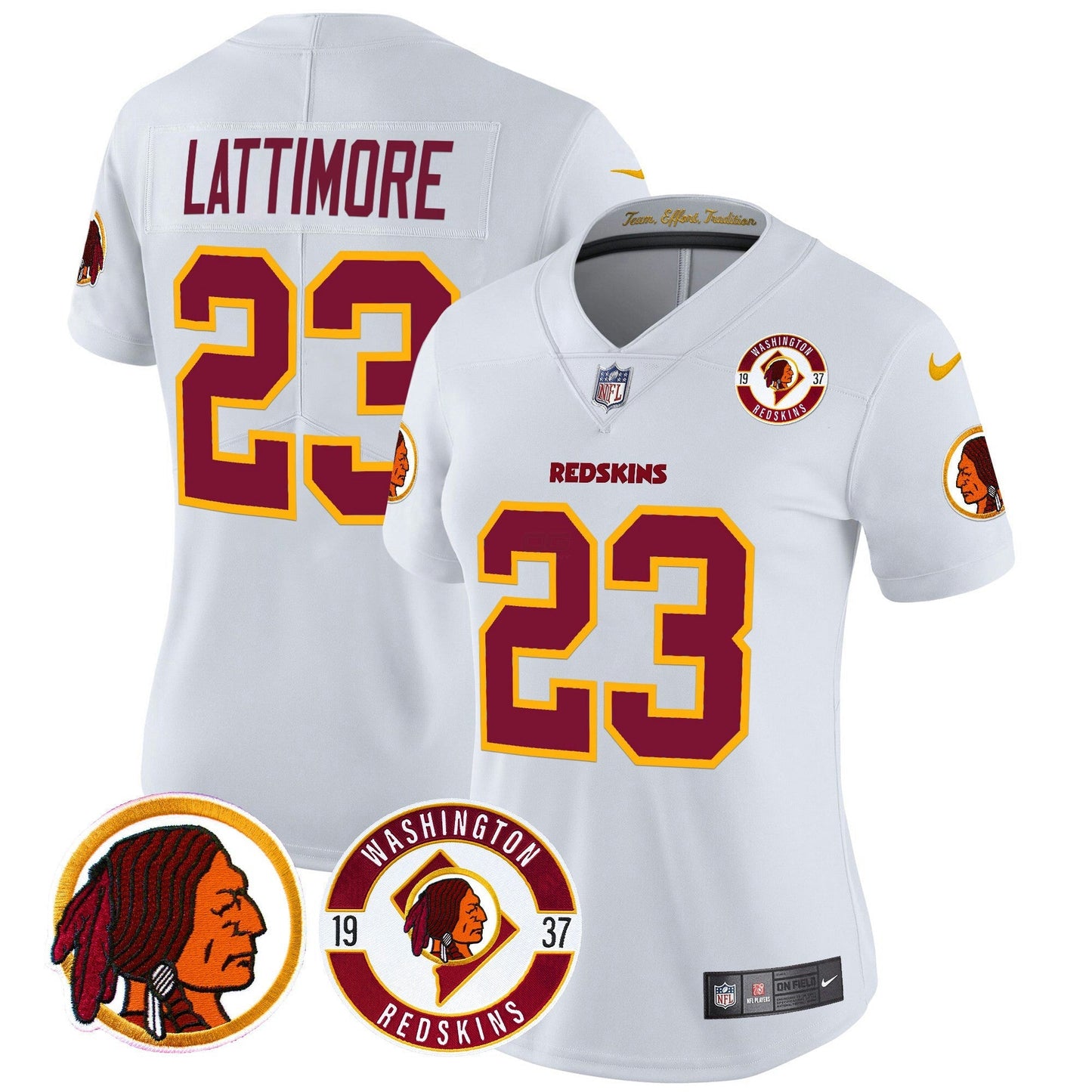 Camisa NFL Washington Commanders Women’s Washington Redskins 2024 Vapor Limited Jersey – Est. 1937 Patch