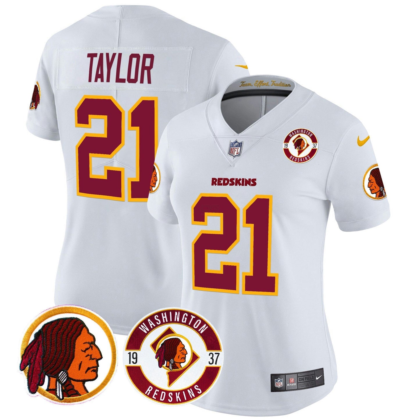 Camisa NFL Washington Commanders Women’s Washington Redskins 2024 Vapor Limited Jersey – Est. 1937 Patch