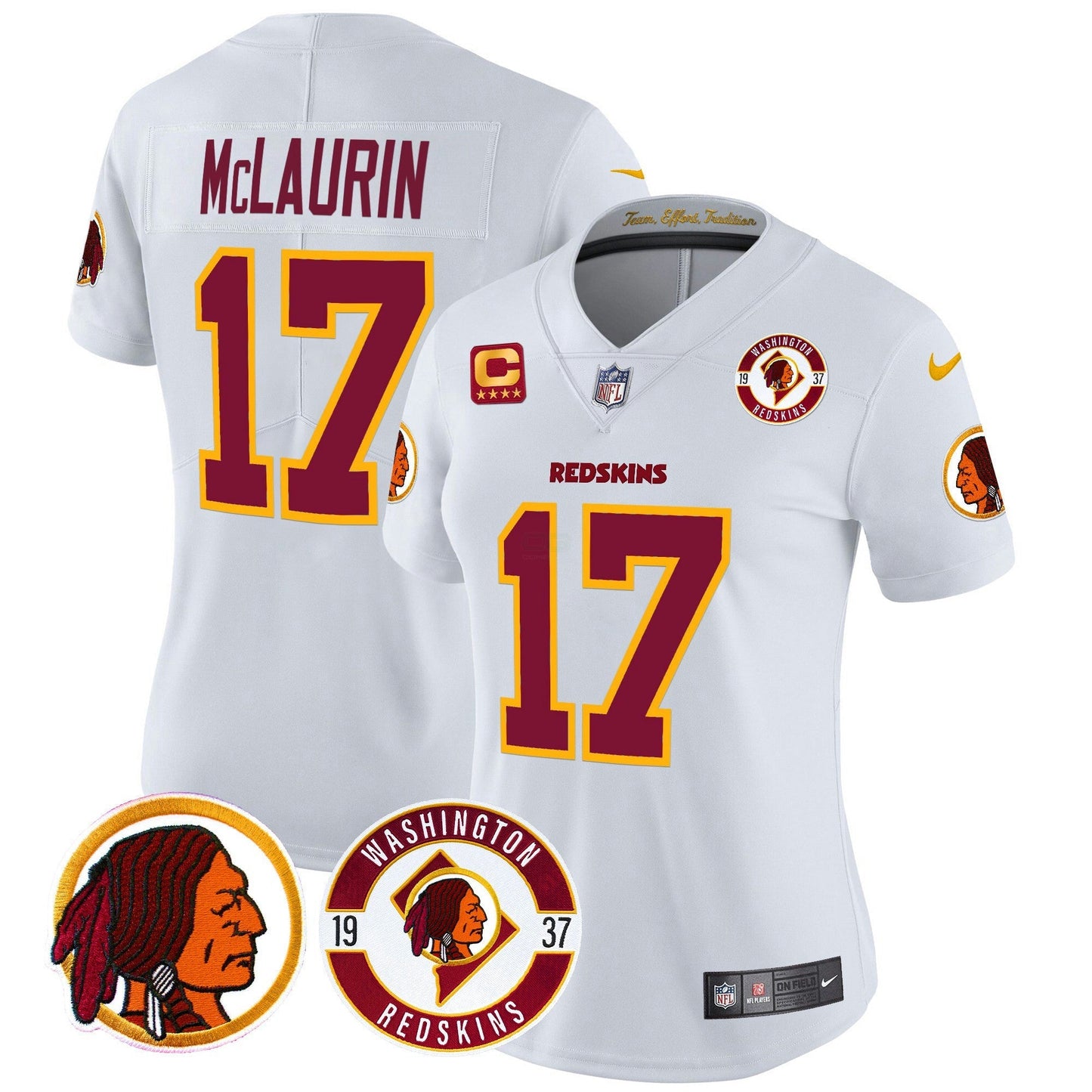 Camisa NFL Washington Commanders Women’s Washington Redskins 2024 Vapor Limited Jersey – Est. 1937 Patch