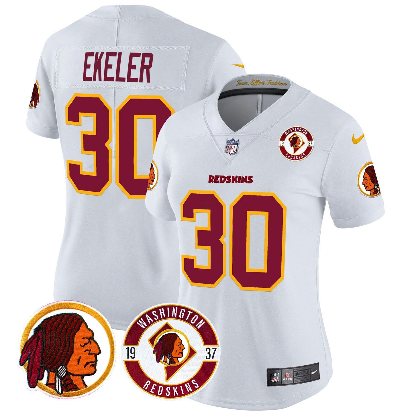 Camisa NFL Washington Commanders Women’s Washington Redskins 2024 Vapor Limited Jersey – Est. 1937 Patch