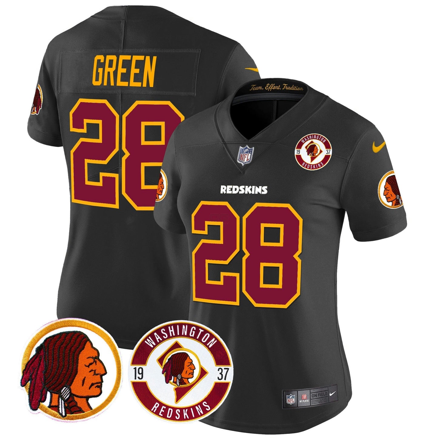 Camisa NFL Washington Commanders Women’s Washington Redskins 2024 Vapor Limited Jersey – Est. 1937 Patch