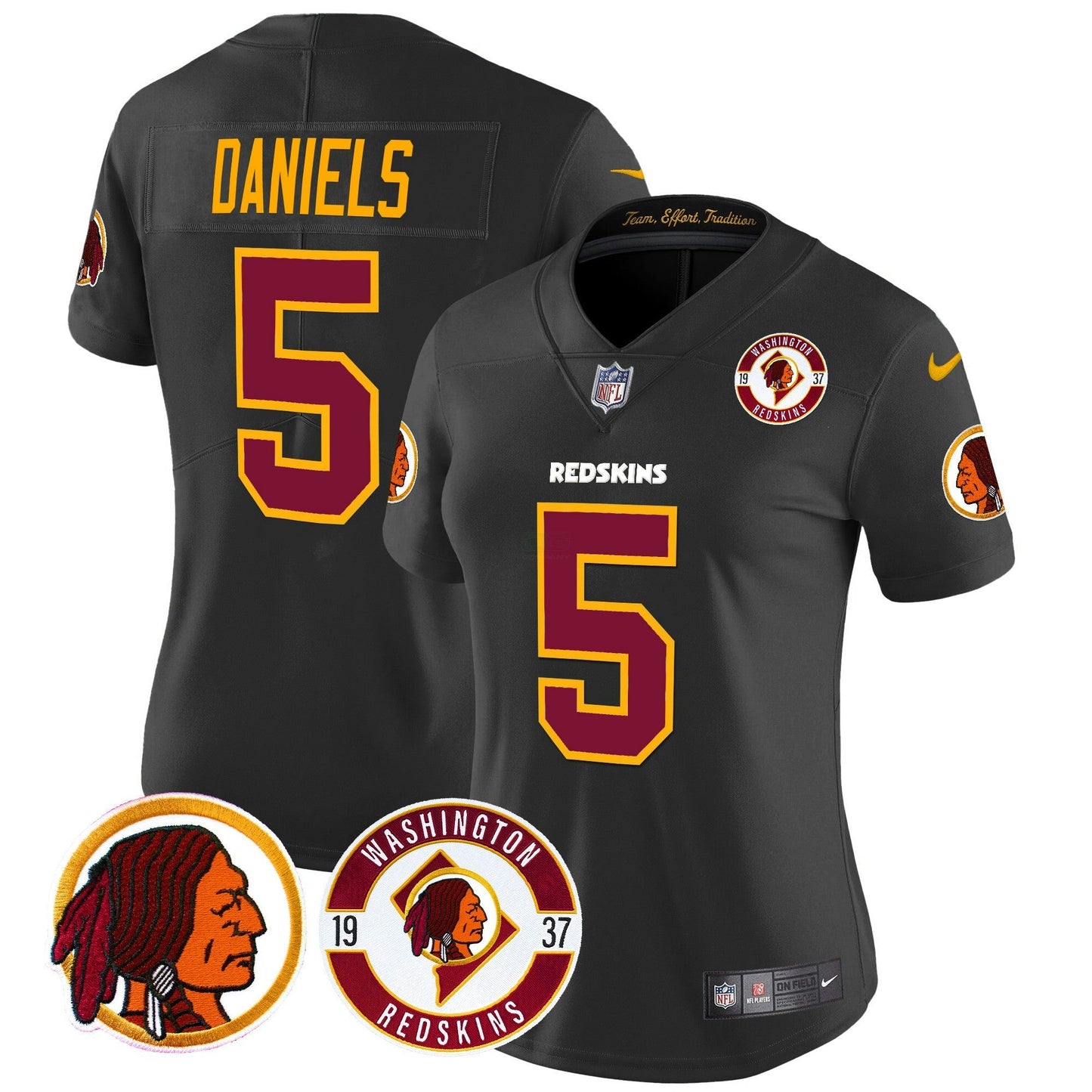 Camisa NFL Washington Commanders Women’s Washington Redskins 2024 Vapor Limited Jersey – Est. 1937 Patch