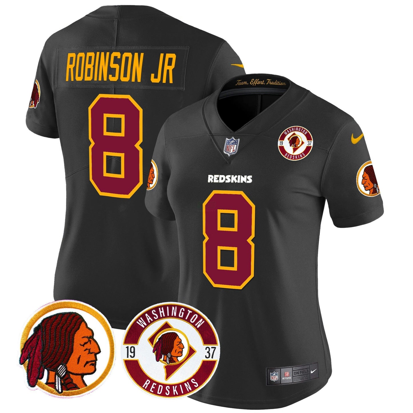 Camisa NFL Washington Commanders Women’s Washington Redskins 2024 Vapor Limited Jersey – Est. 1937 Patch