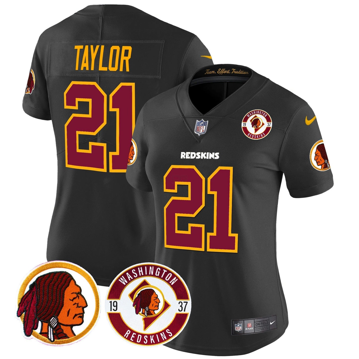 Camisa NFL Washington Commanders Women’s Washington Redskins 2024 Vapor Limited Jersey – Est. 1937 Patch