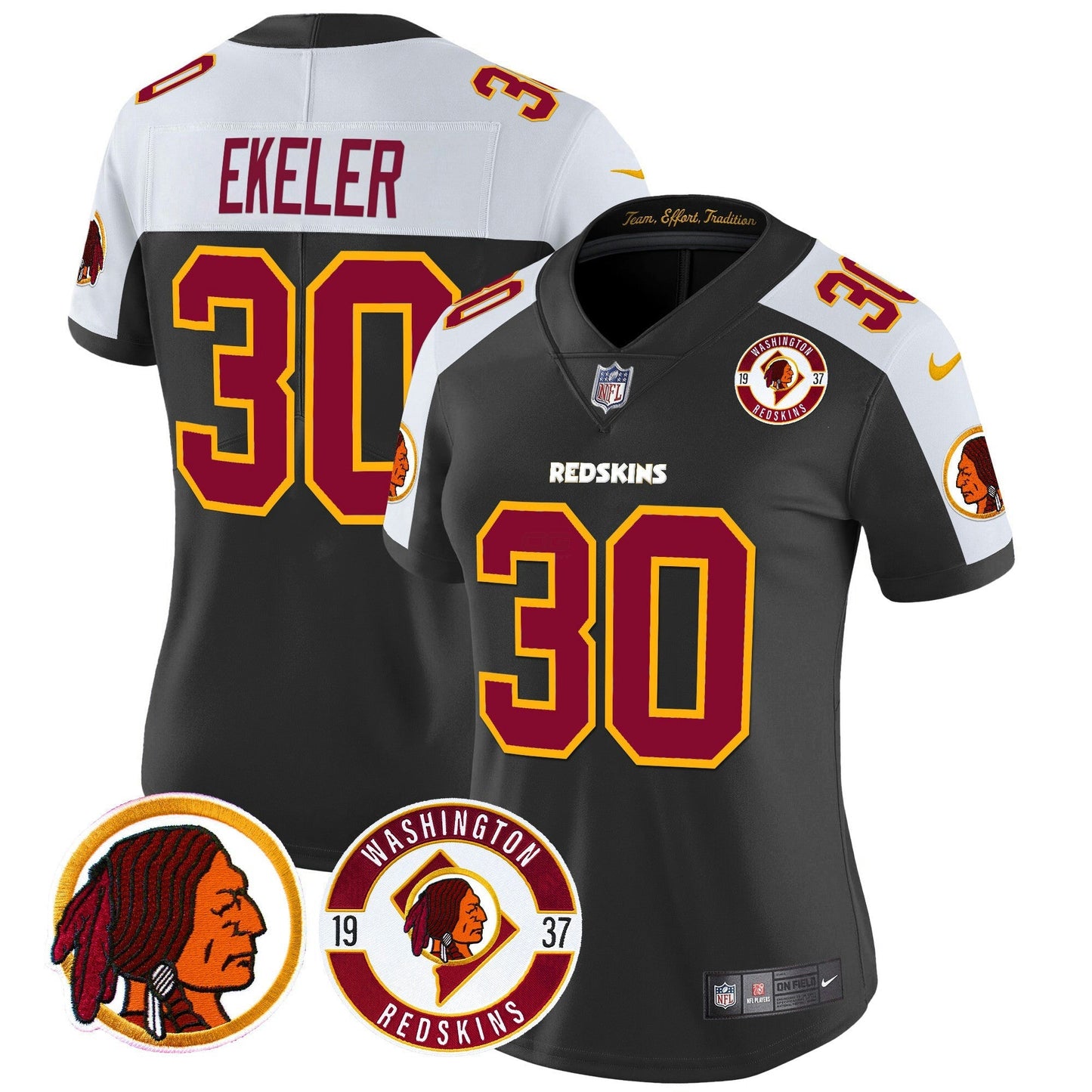 Camisa NFL Washington Commanders Women’s Washington Redskins 2024 Vapor Limited Jersey – Est. 1937 Patch