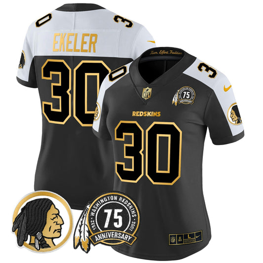 Camisa NFL Washington Commanders Women’s Washington Redskins 75th Patch Throwback Dourada Vapor Limited Jersey