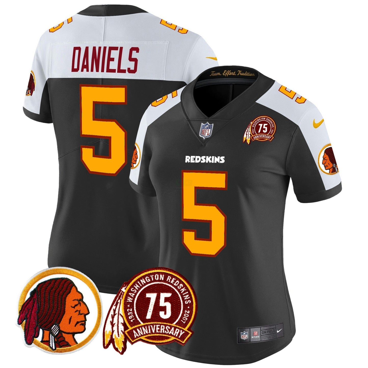 Camisa NFL Washington Commanders Women’s Washington Redskins 75th Patch Throwback Vapor Limited Jersey
