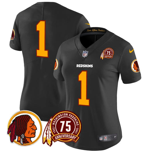 Camisa NFL Washington Commanders Women’s Washington Redskins 75th Patch Throwback Vapor Limited Jersey